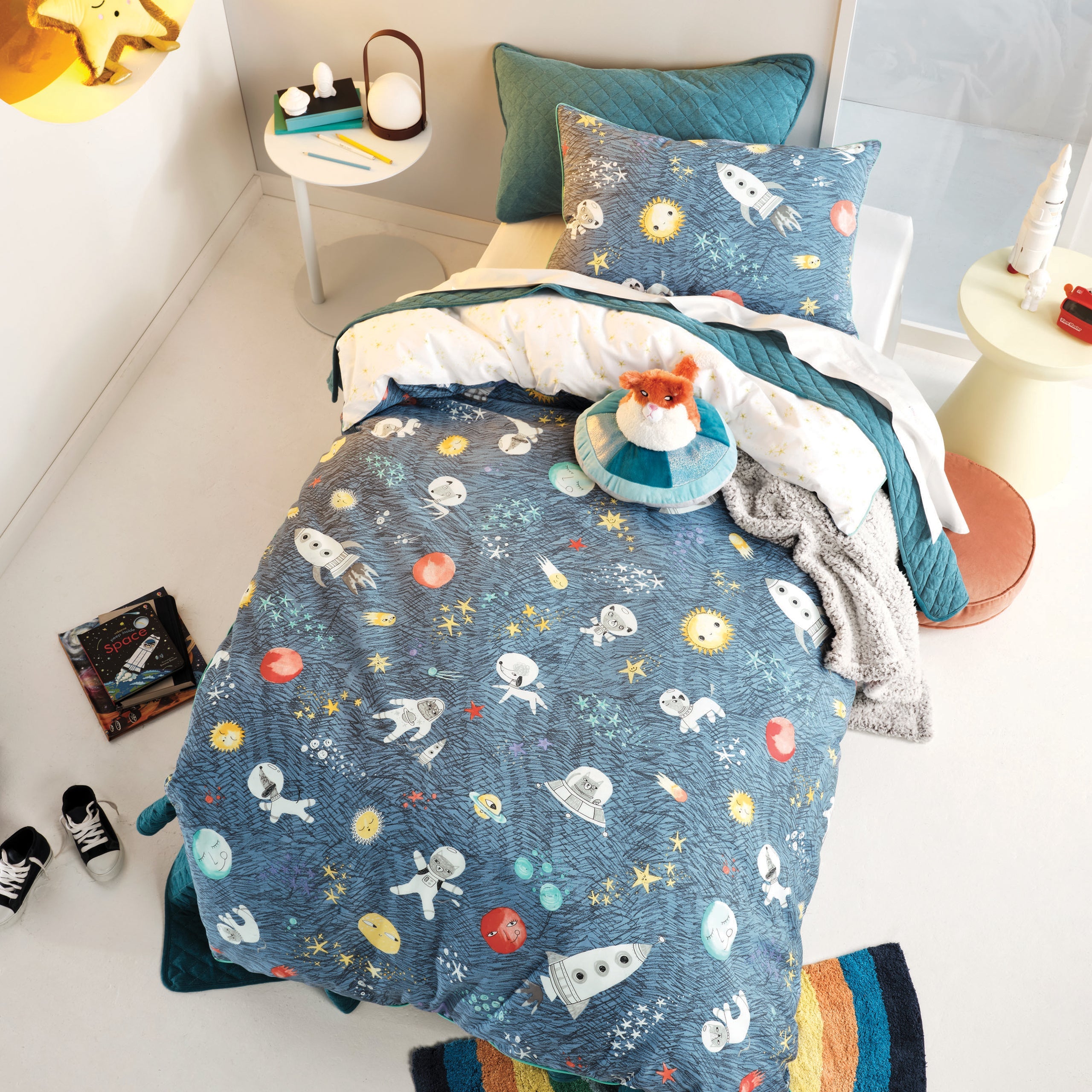 Space Race Kids 100% Cotton Duvet Cover Set