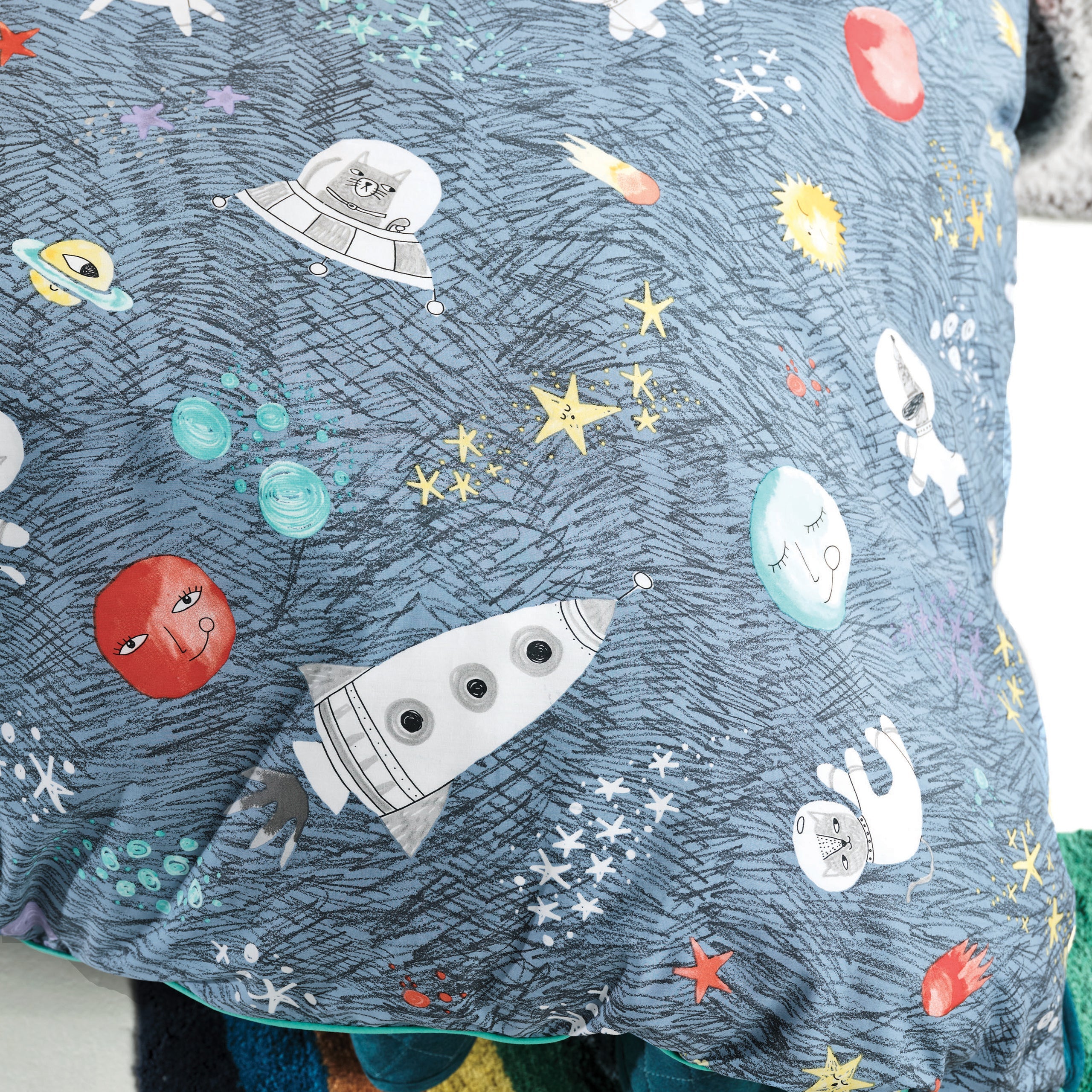 Space Race Kids 100% Cotton Duvet Cover Set