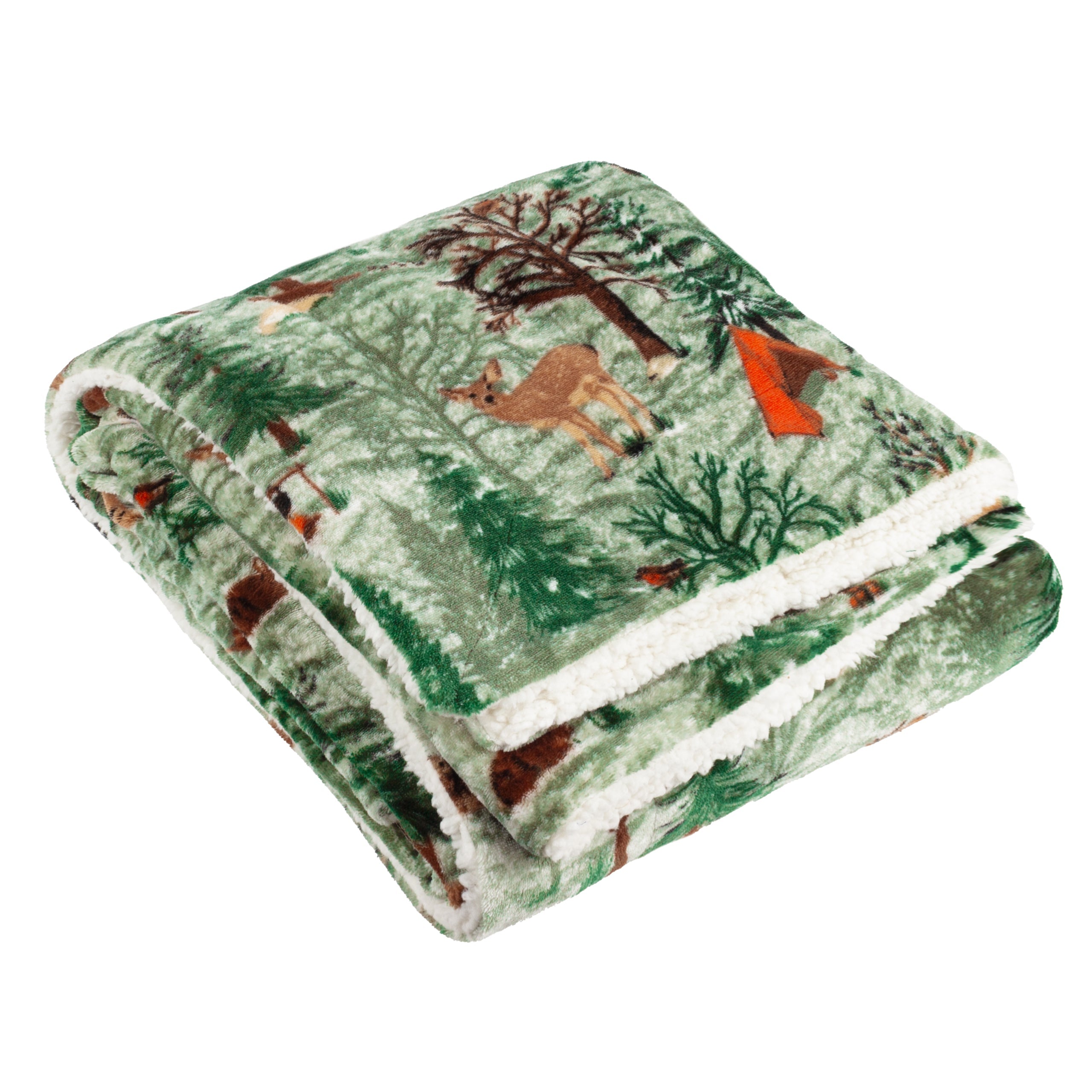 Lodge Wood Sherpa Fleece Throw