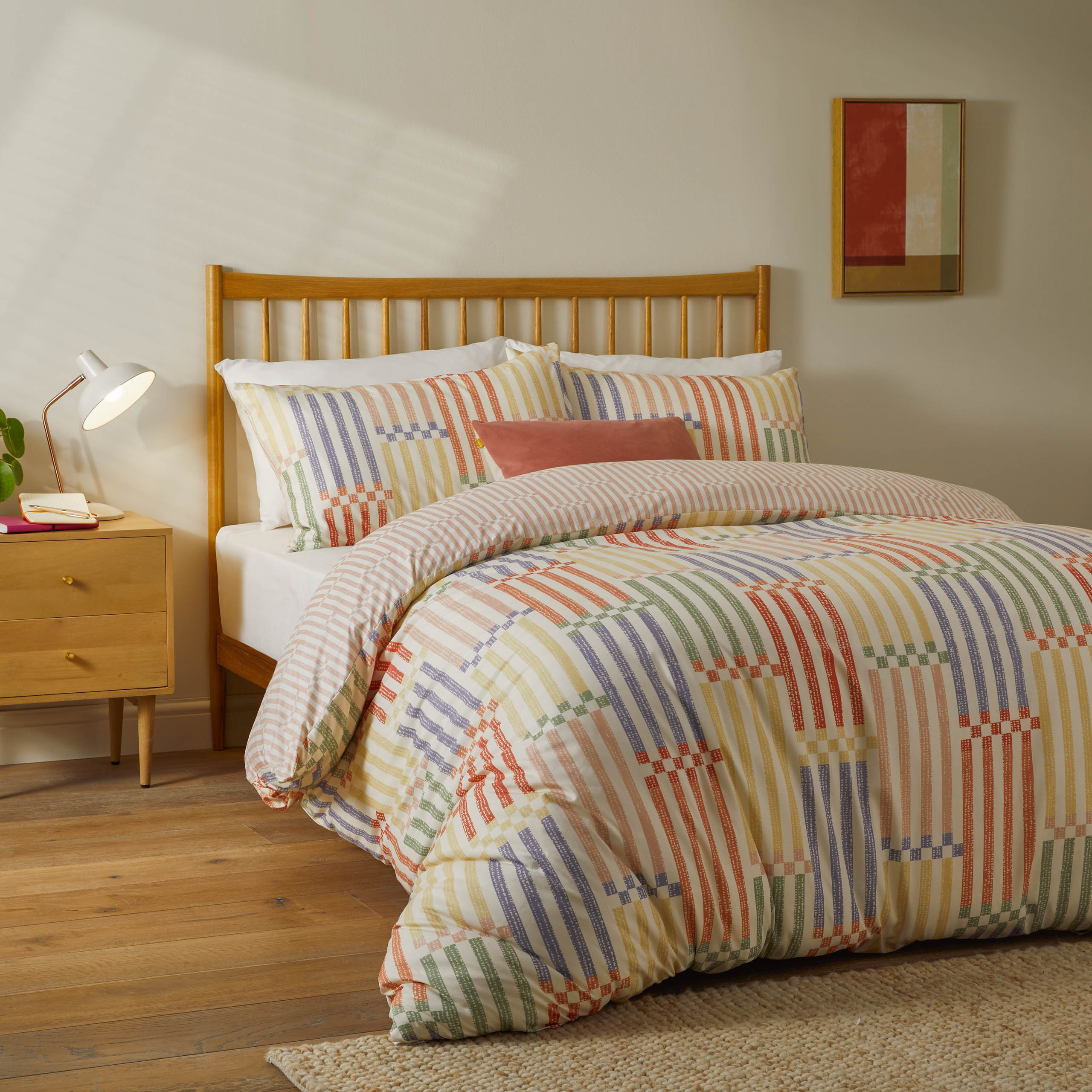 Madison Stripe Printed Soft Touch Duvet Cover Set