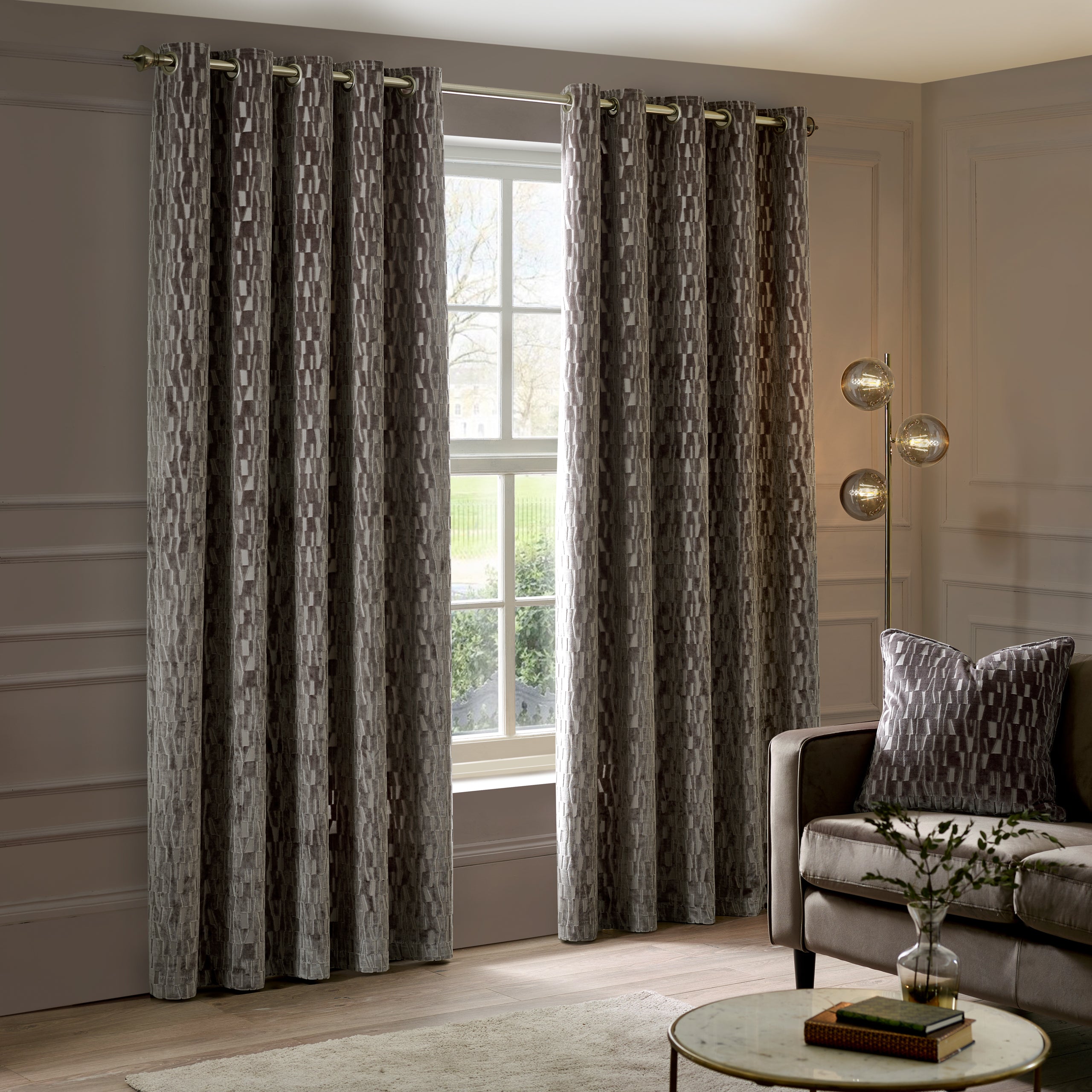 Manhattan Velvet Room Darkening Eyelet Curtains