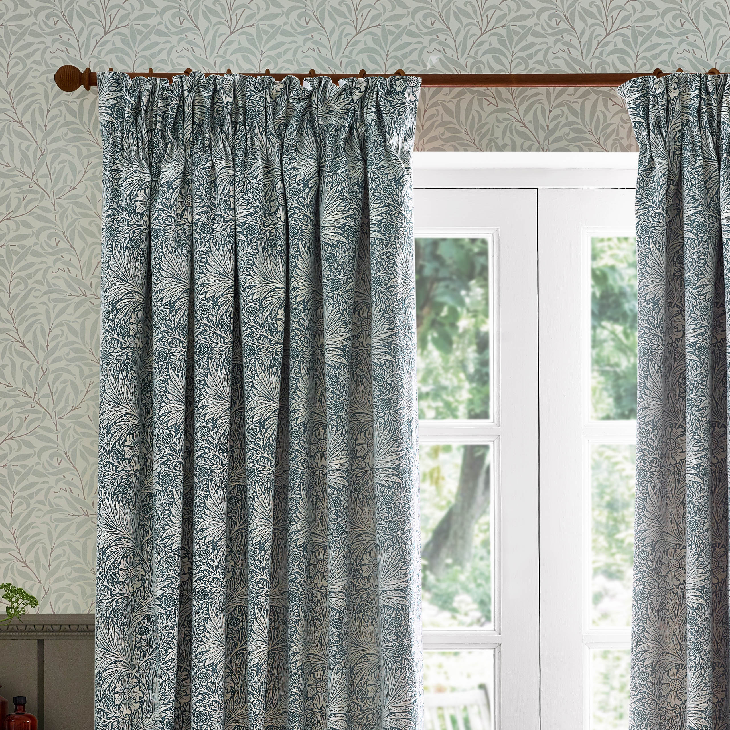 Marigold Floral Jacquard Pencil Pleat Curtains