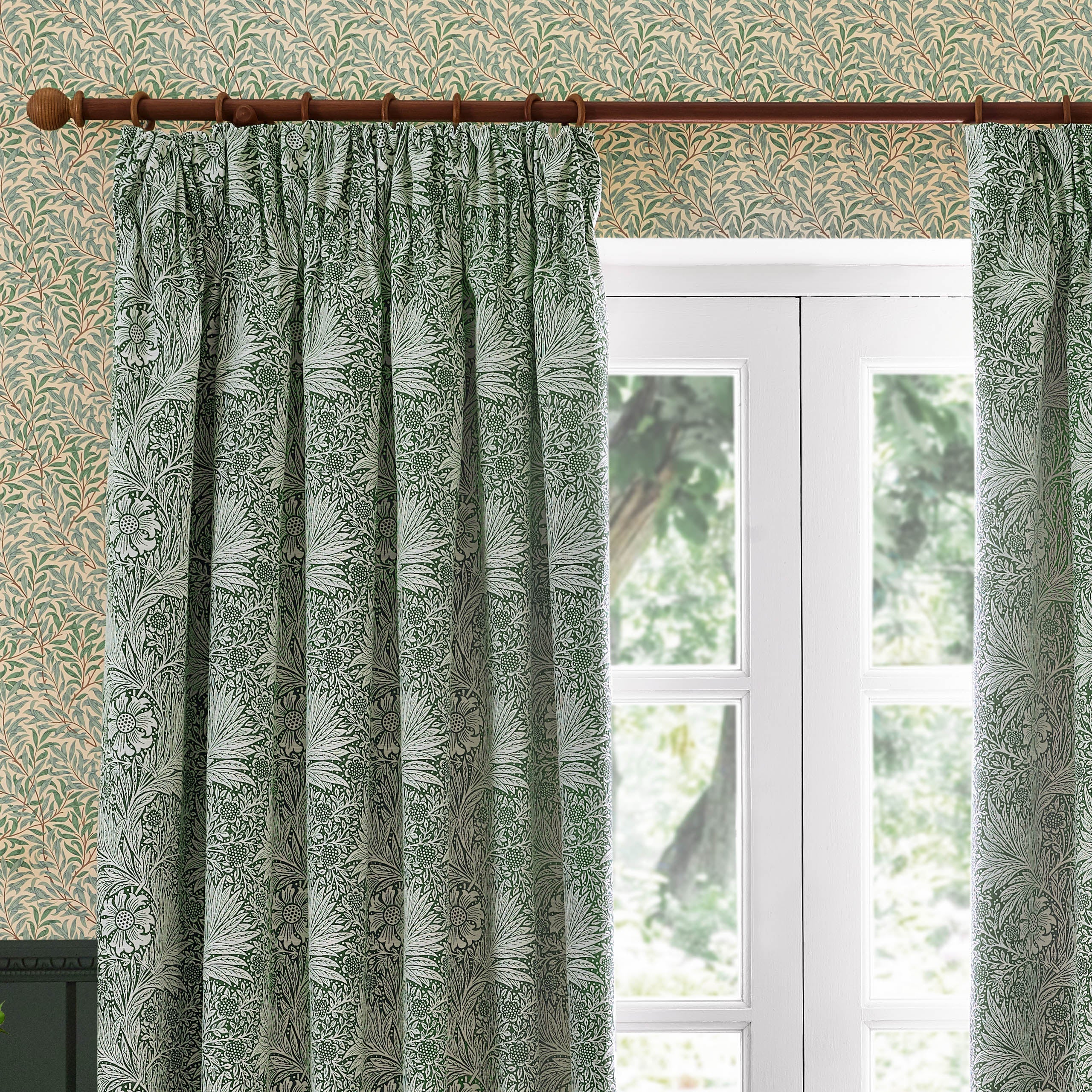 Marigold Floral Jacquard Pencil Pleat Curtains