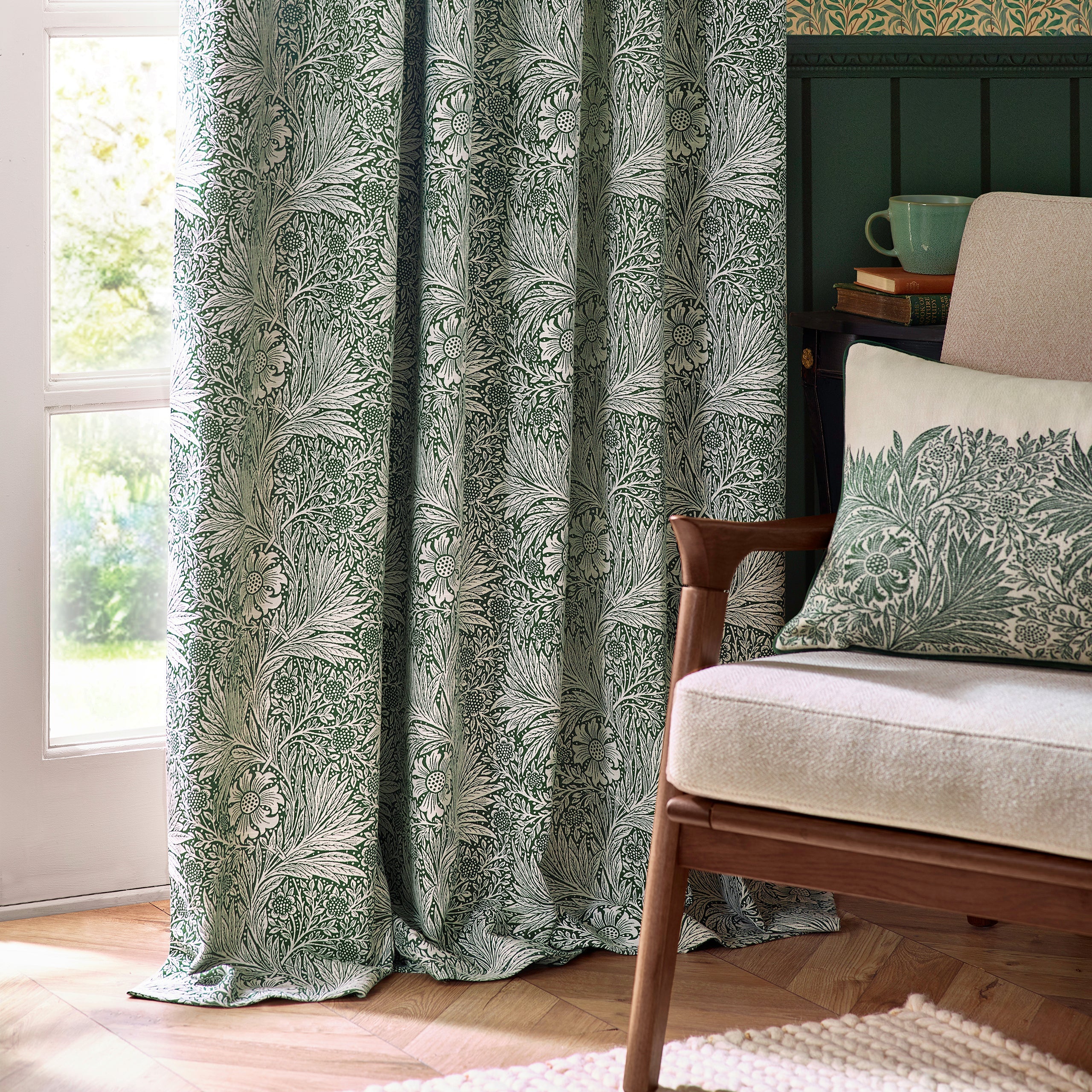 Marigold Floral Jacquard Pencil Pleat Curtains