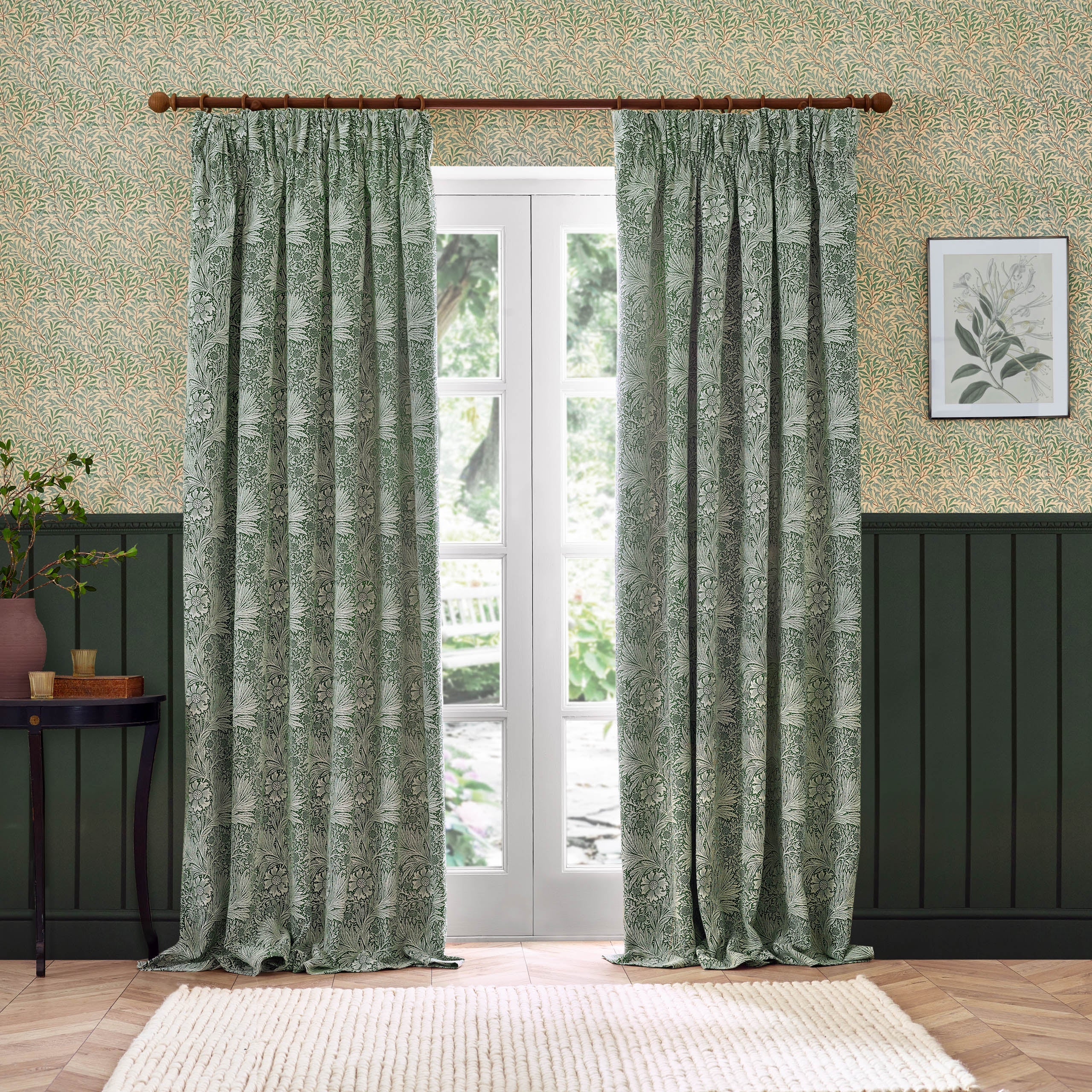 Marigold Floral Jacquard Pencil Pleat Curtains