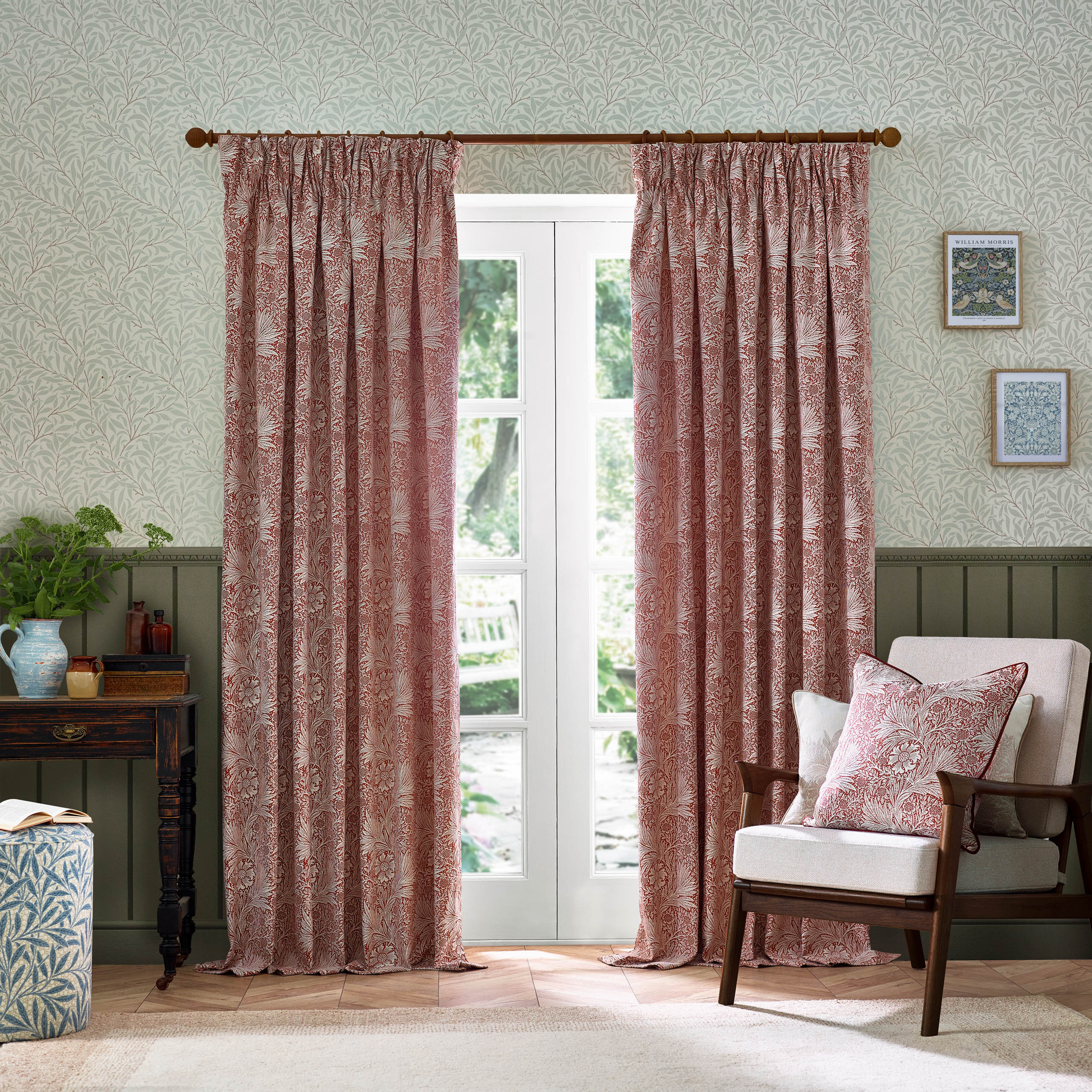 Marigold Floral Jacquard Pencil Pleat Curtains
