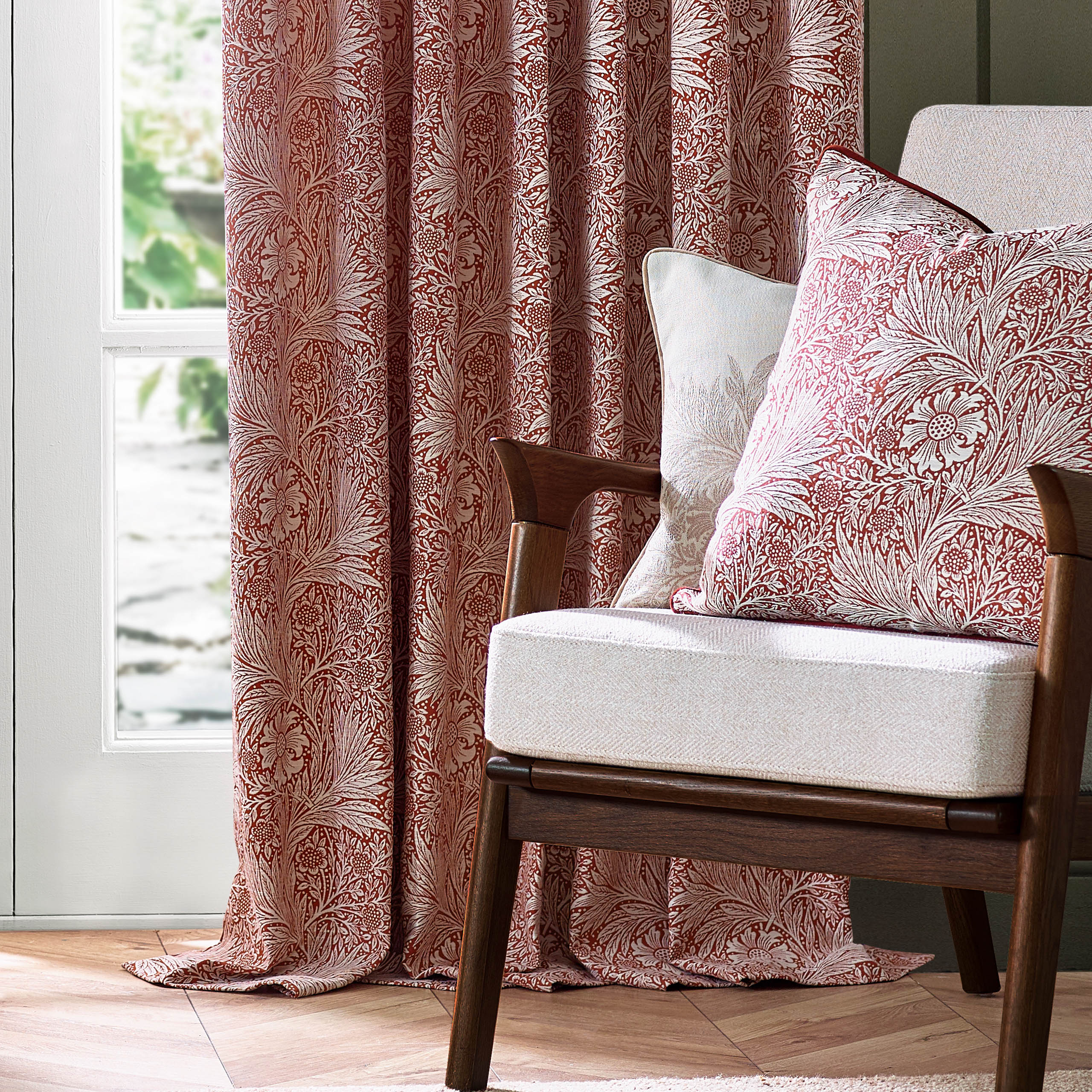 Marigold Floral Jacquard Pencil Pleat Curtains