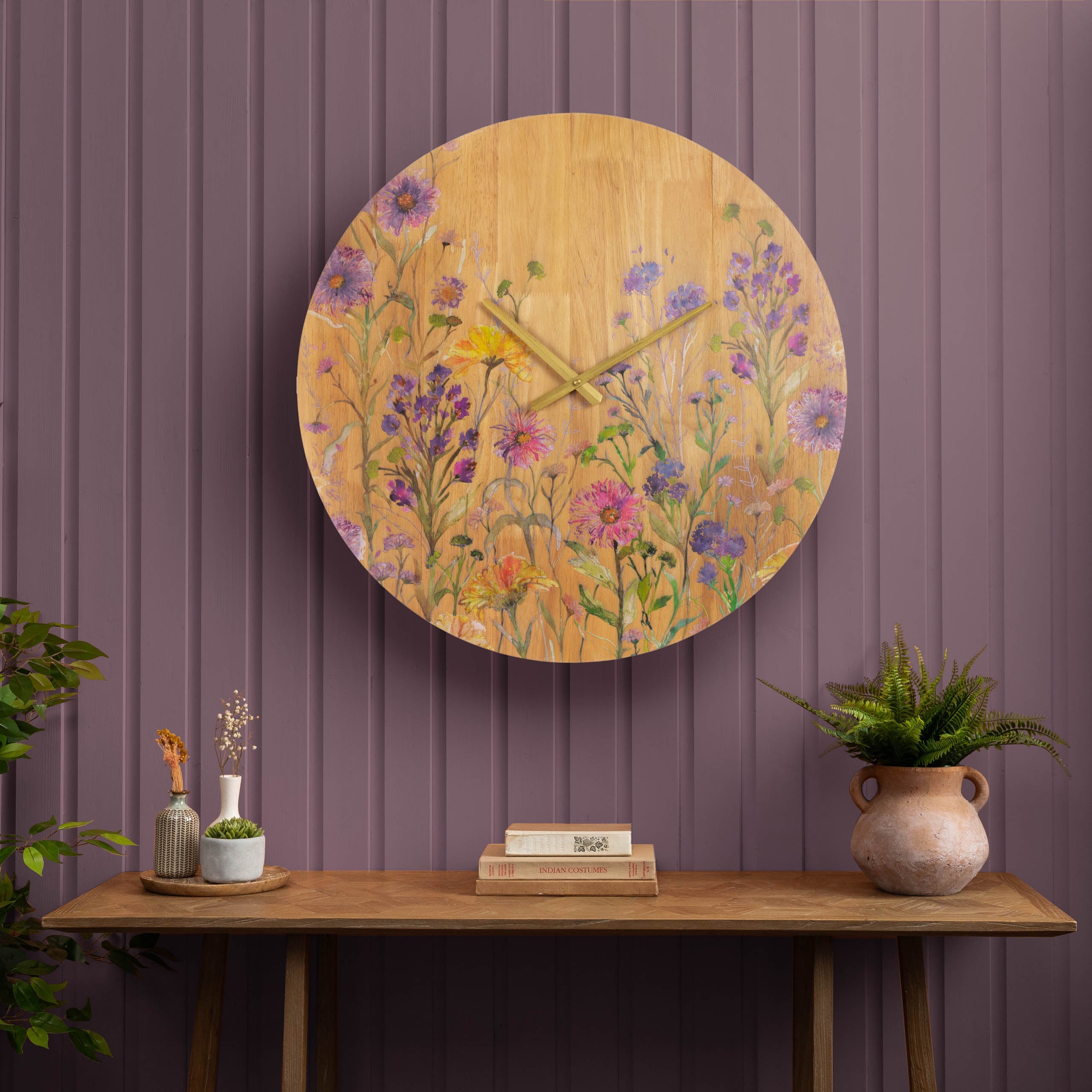 Medmerry Printed Wooden Clock Honey