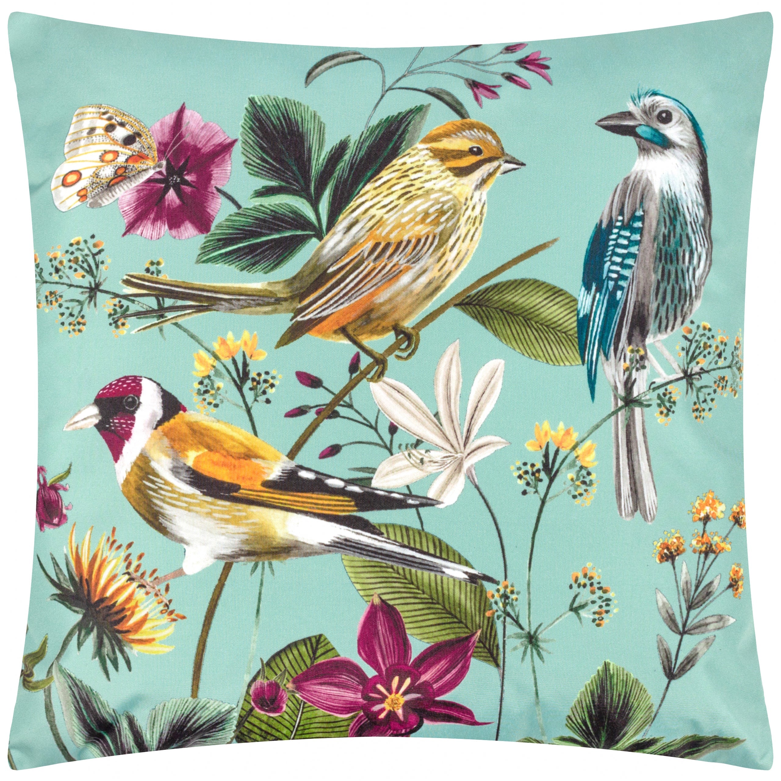 Midnight Garden Birds Outdoor Cushion