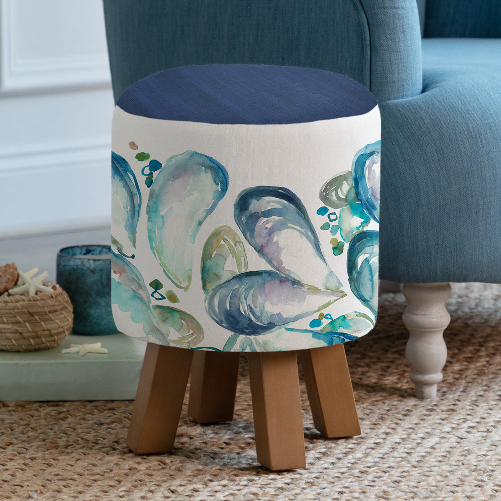 Mussel Shells Monty Round Footstool