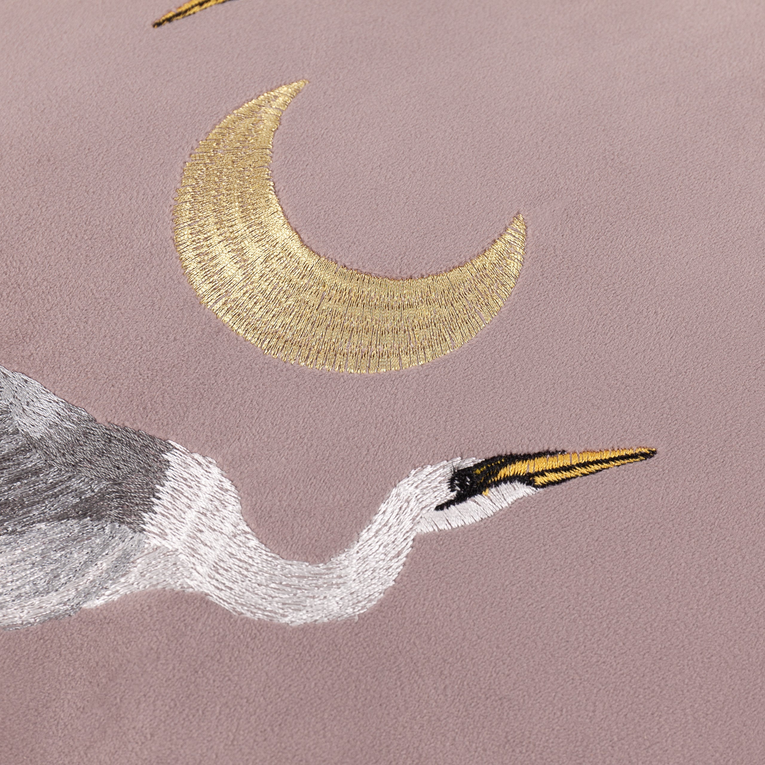 Moonlit Flight Embroidered Velvet Cushion