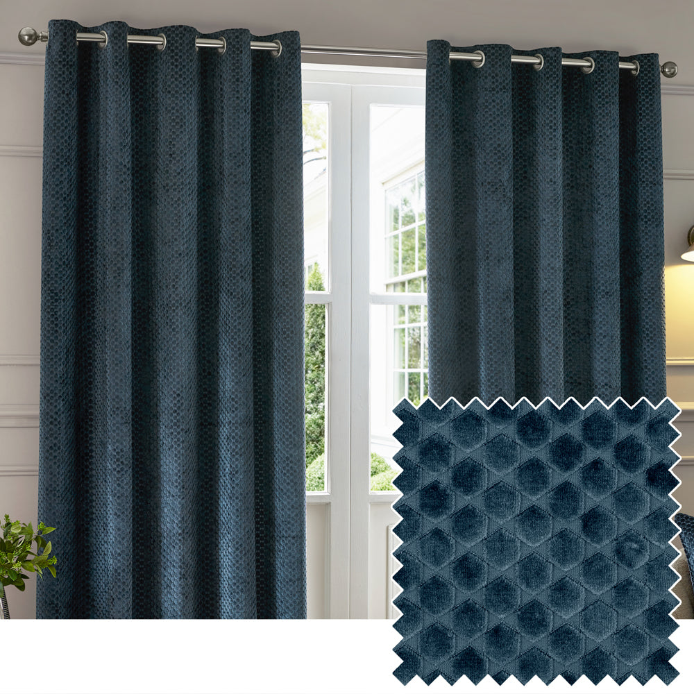 Neptune Velvet Room Darkening Eyelet Curtains