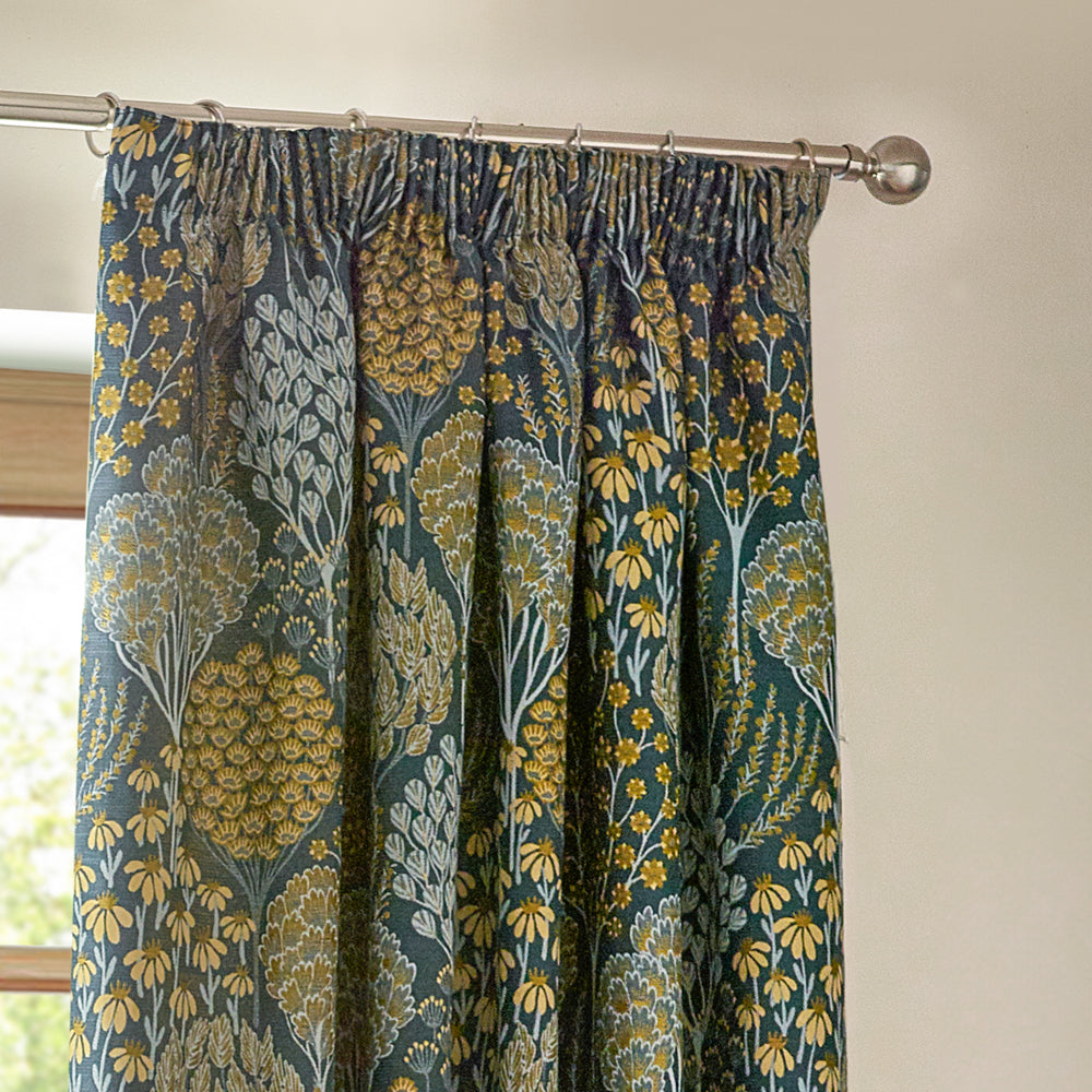 Ophelia Floral Jacquard Pencil Pleat Curtains