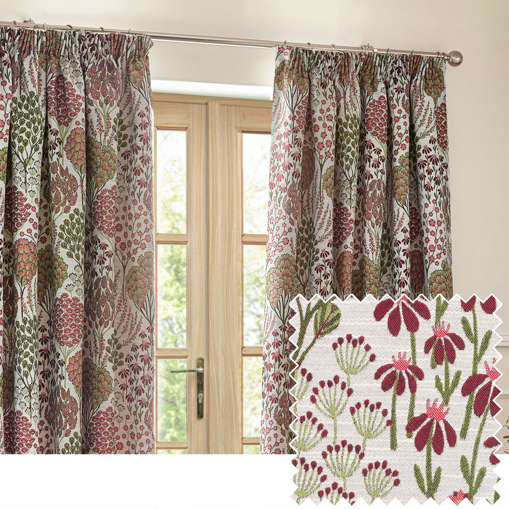 Ophelia Floral Jacquard Pencil Pleat Curtains