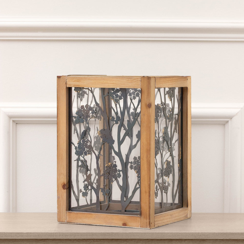 Paloma Wooden Floral Set of 2 Lanterns