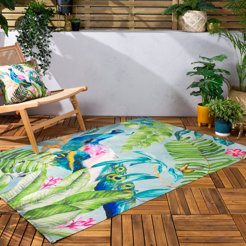 Peacock 120x170cm Outdoor Washable Rug