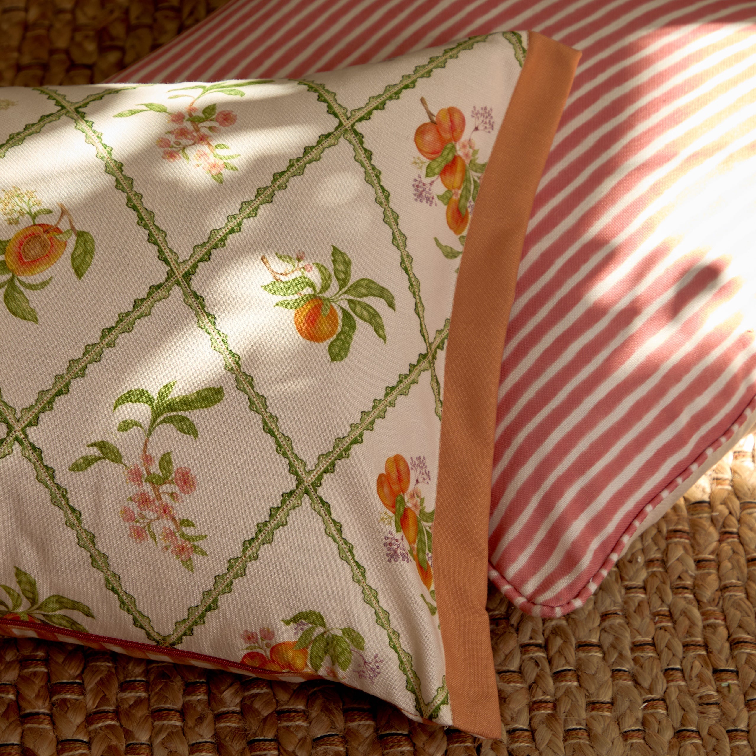 Peach Trellis Printed Outdoor Cushion