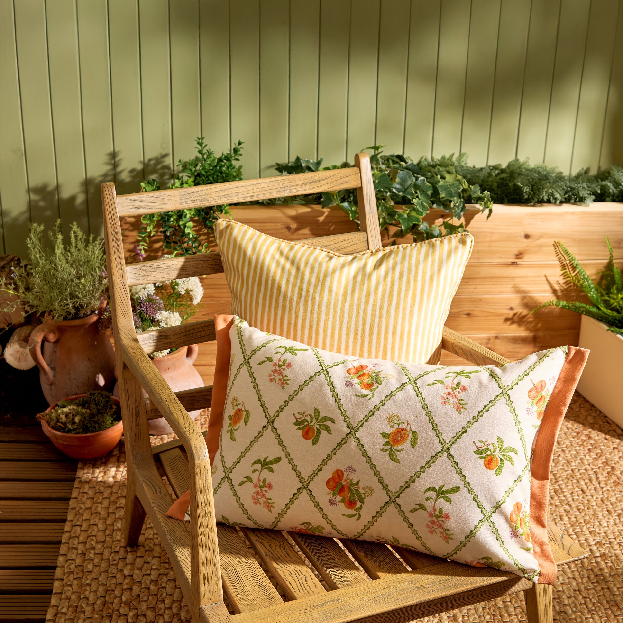 Peach Trellis Printed Outdoor Cushion