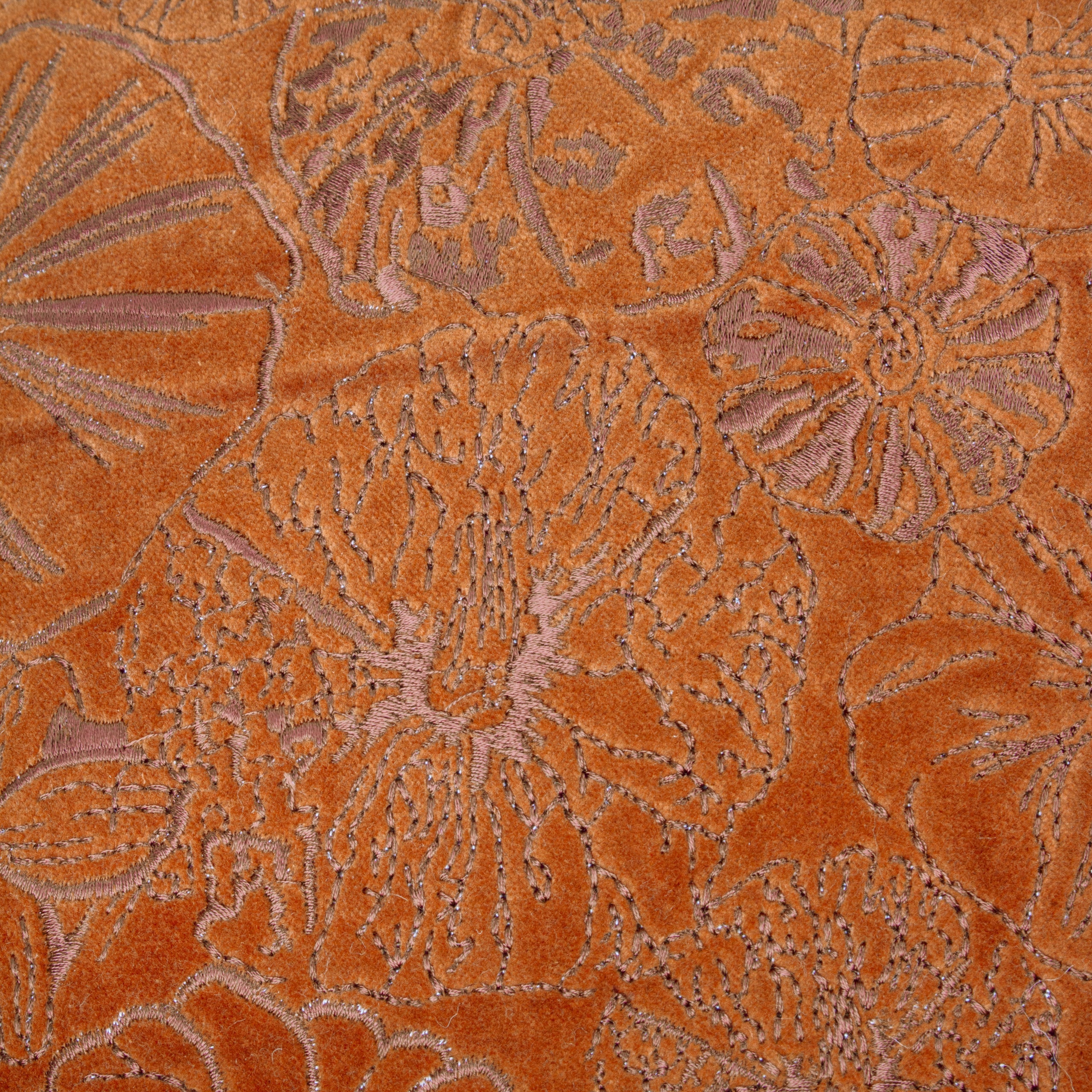 Picking Patch Embroidered Velvet Cushion