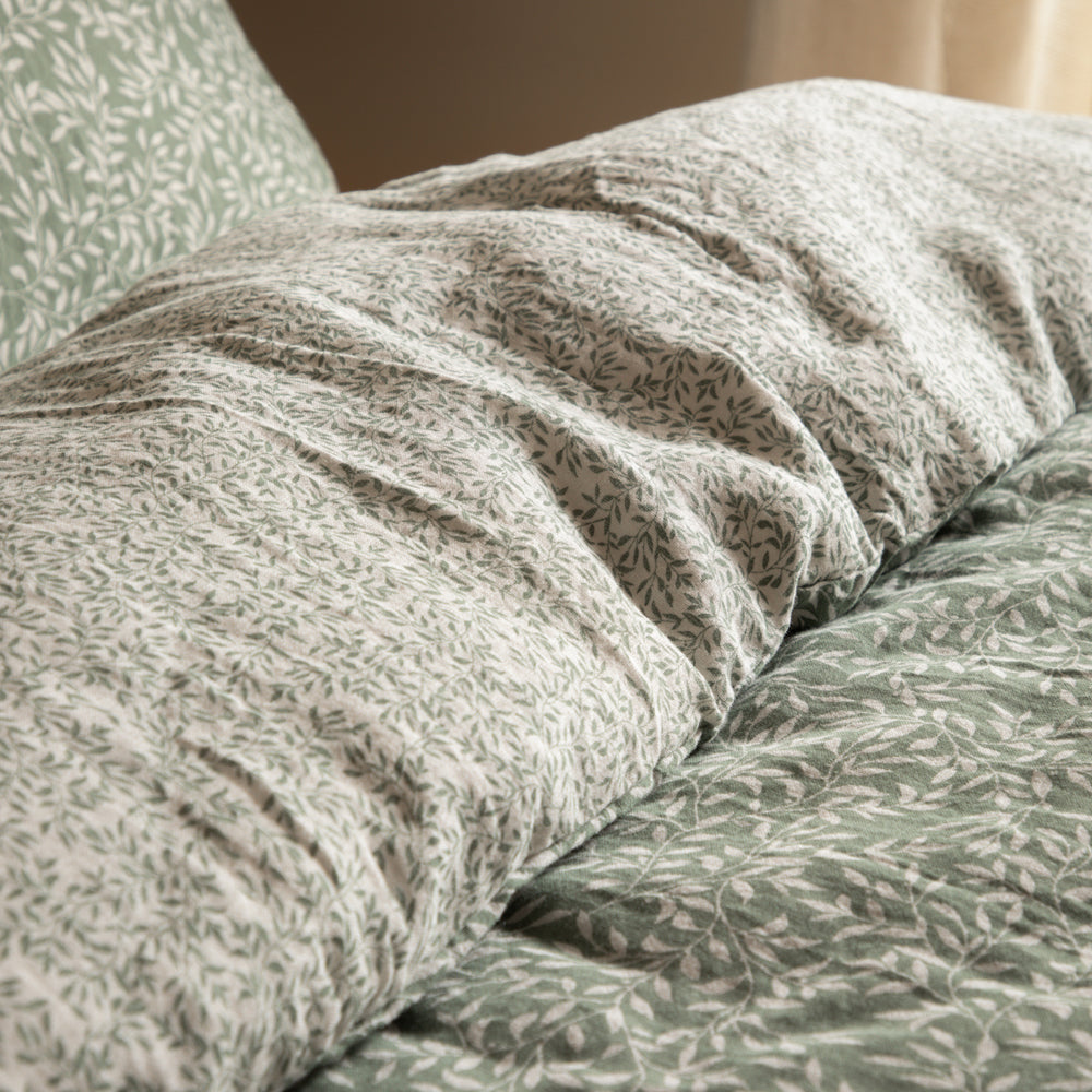 Perrie Leaf Muslin 100% Cotton Duvet Cover Set