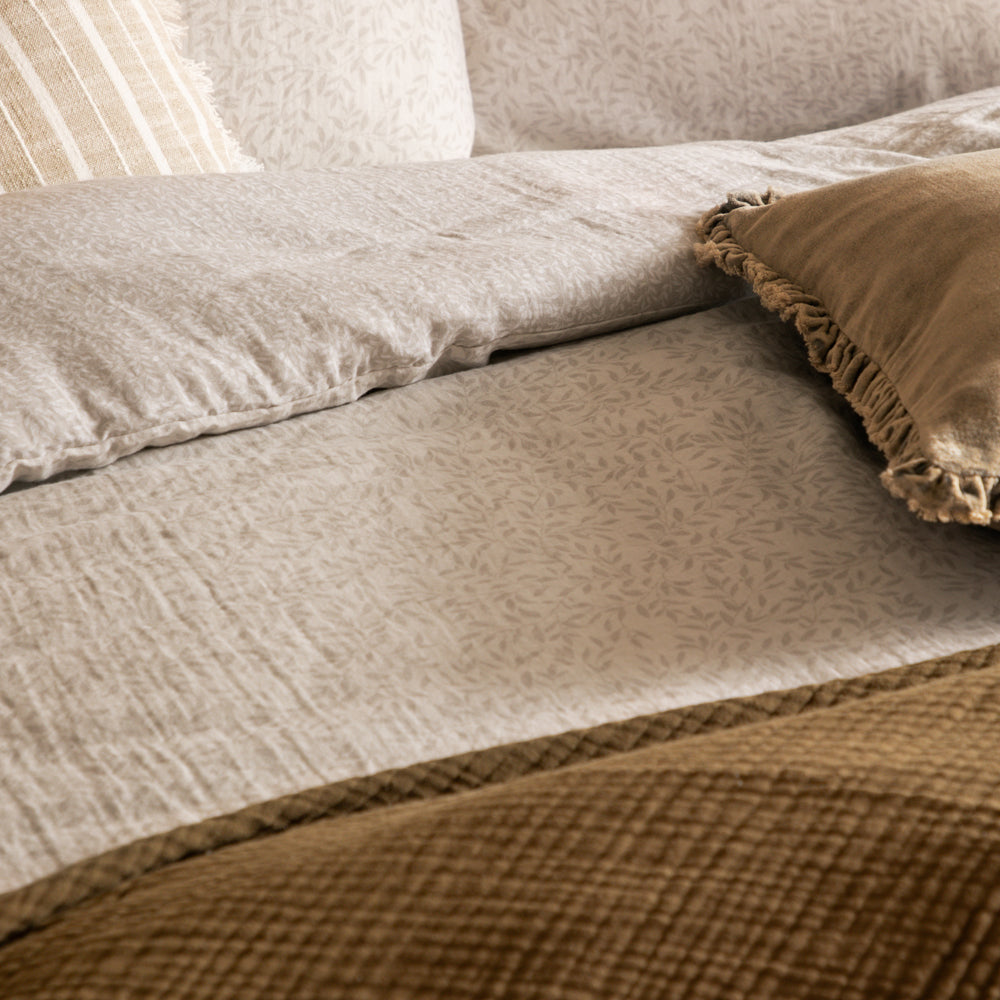 Perrie Leaf Muslin 100% Cotton Duvet Cover Set