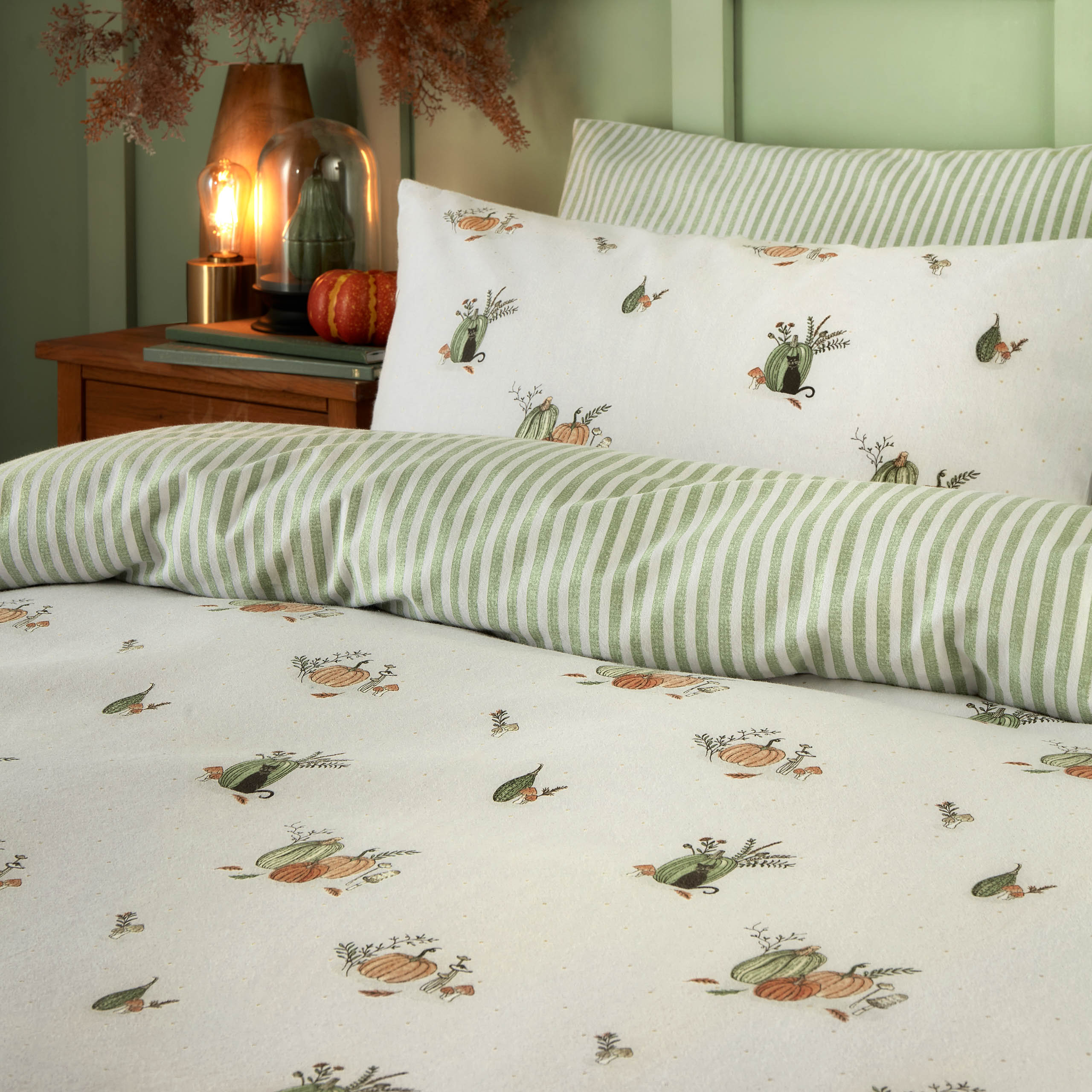 Pumpkin Spice Brushed Cotton Reversible Duvet Cover Set