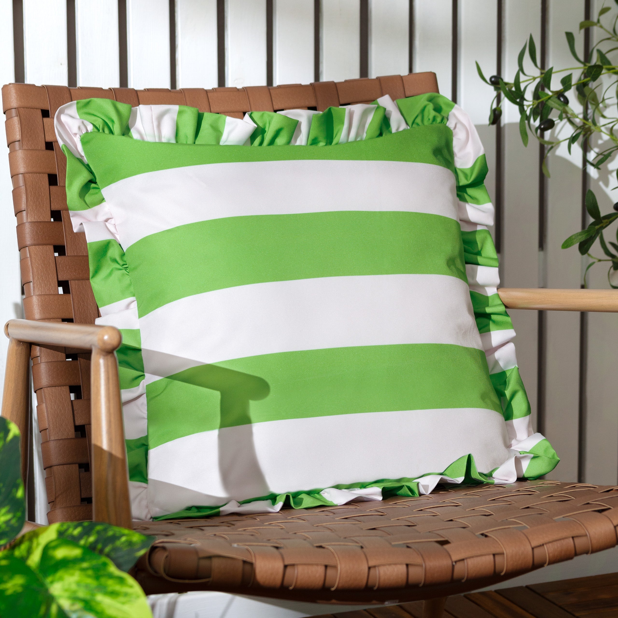 Palm Royale Stripe Ruffle Printed Outdoor Cushion
