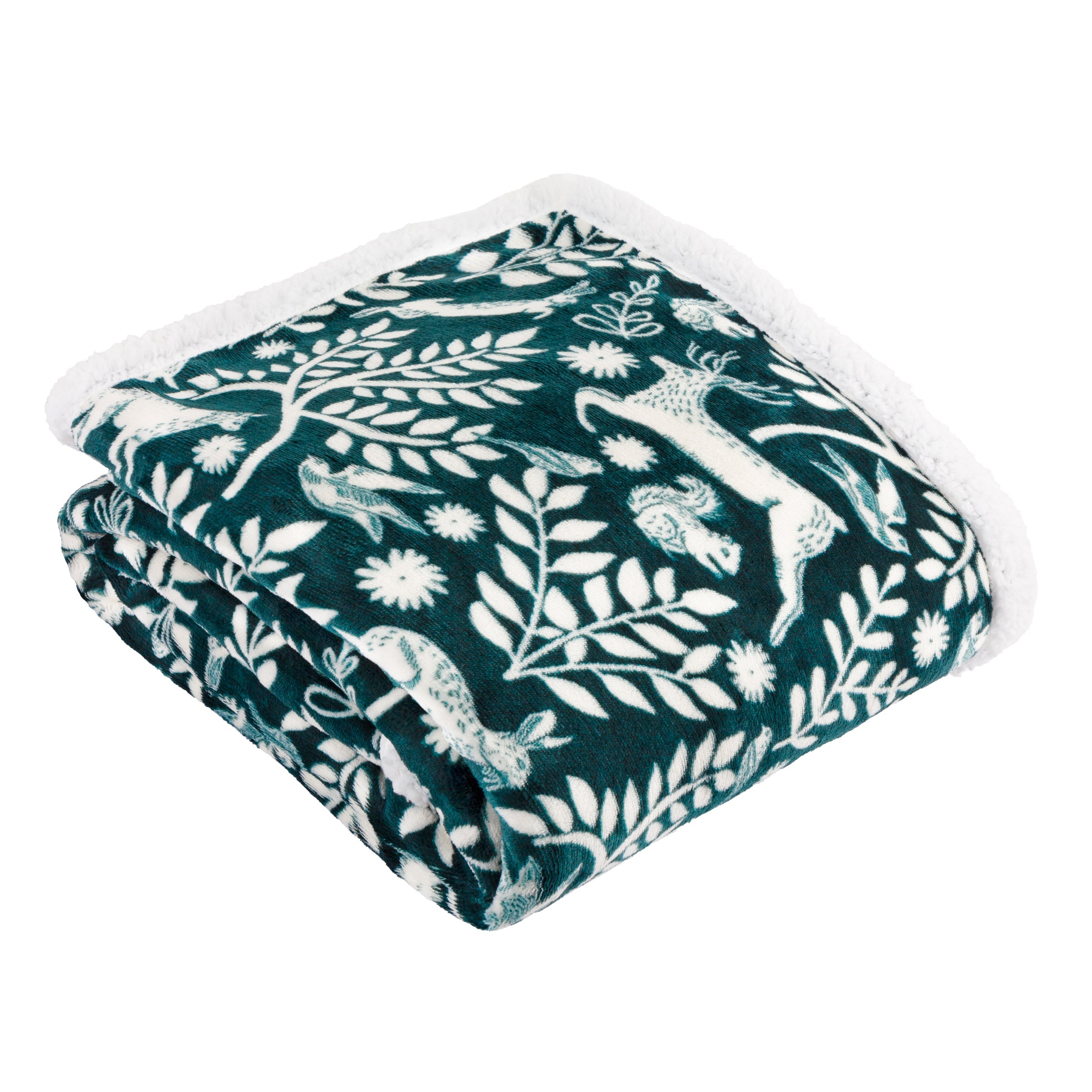 Skandi Woodland Sherpa Fleece Throw