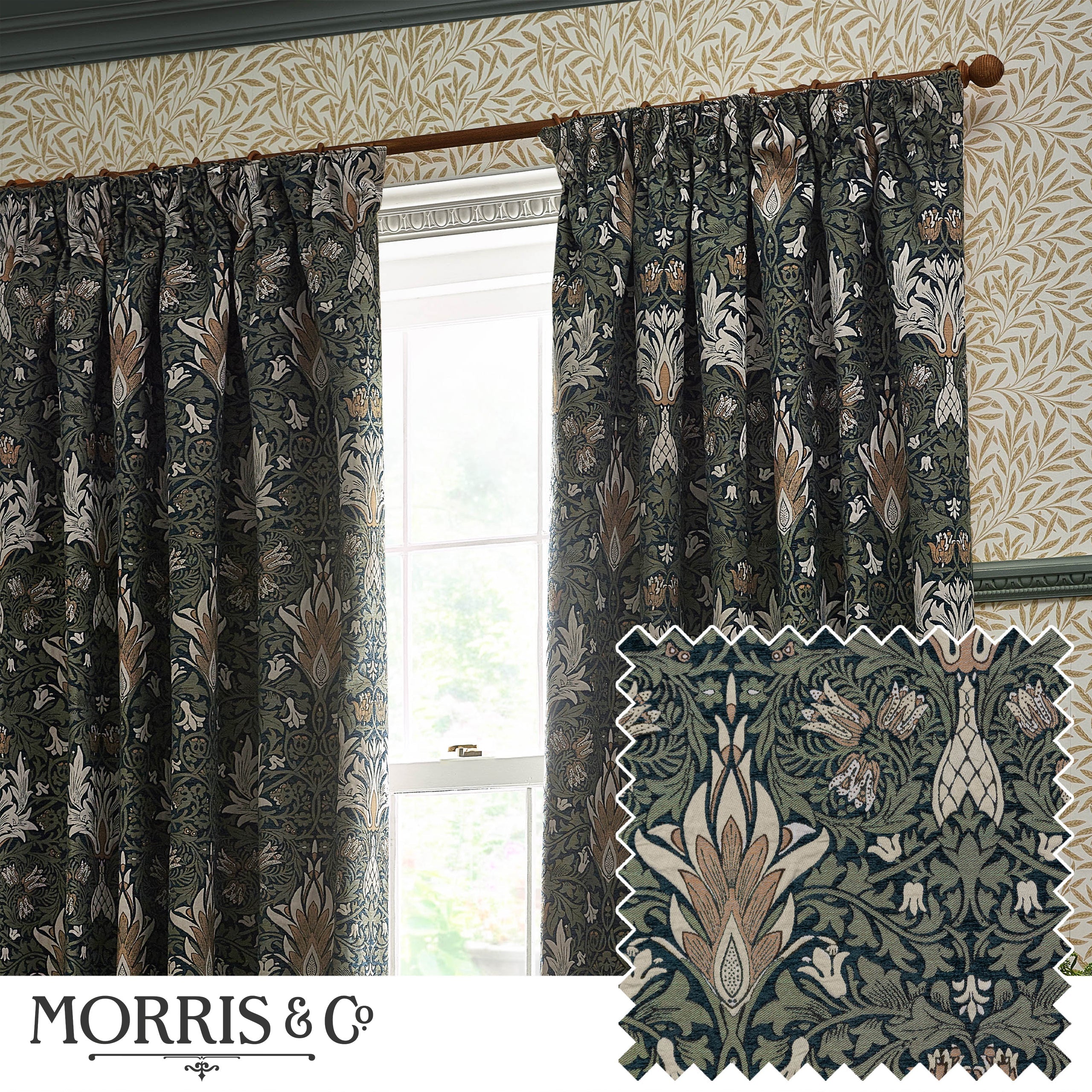 Snakeshead Jacquard Chenille Pencil Pleat Curtains