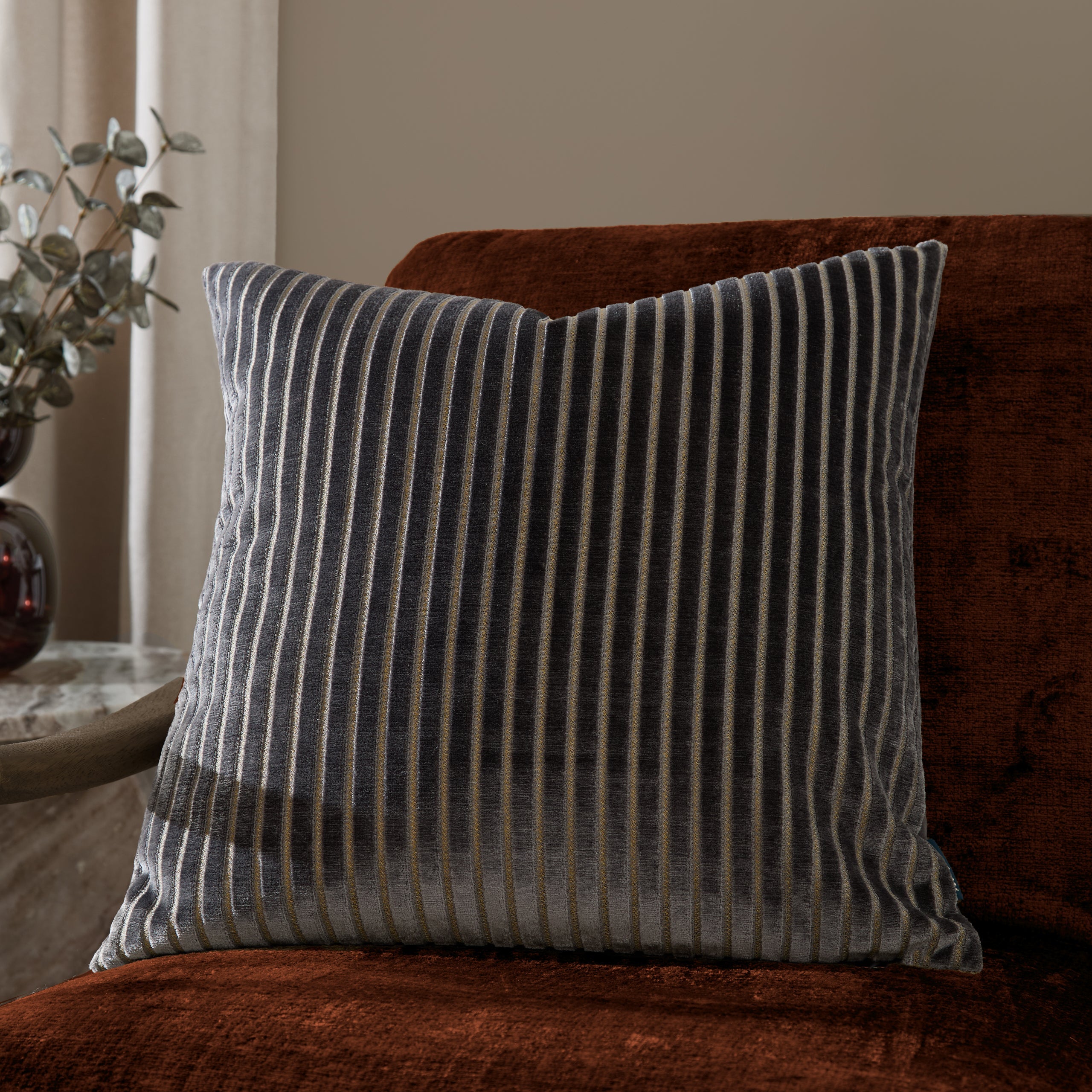 Savoy Stripe Velvet Cushion