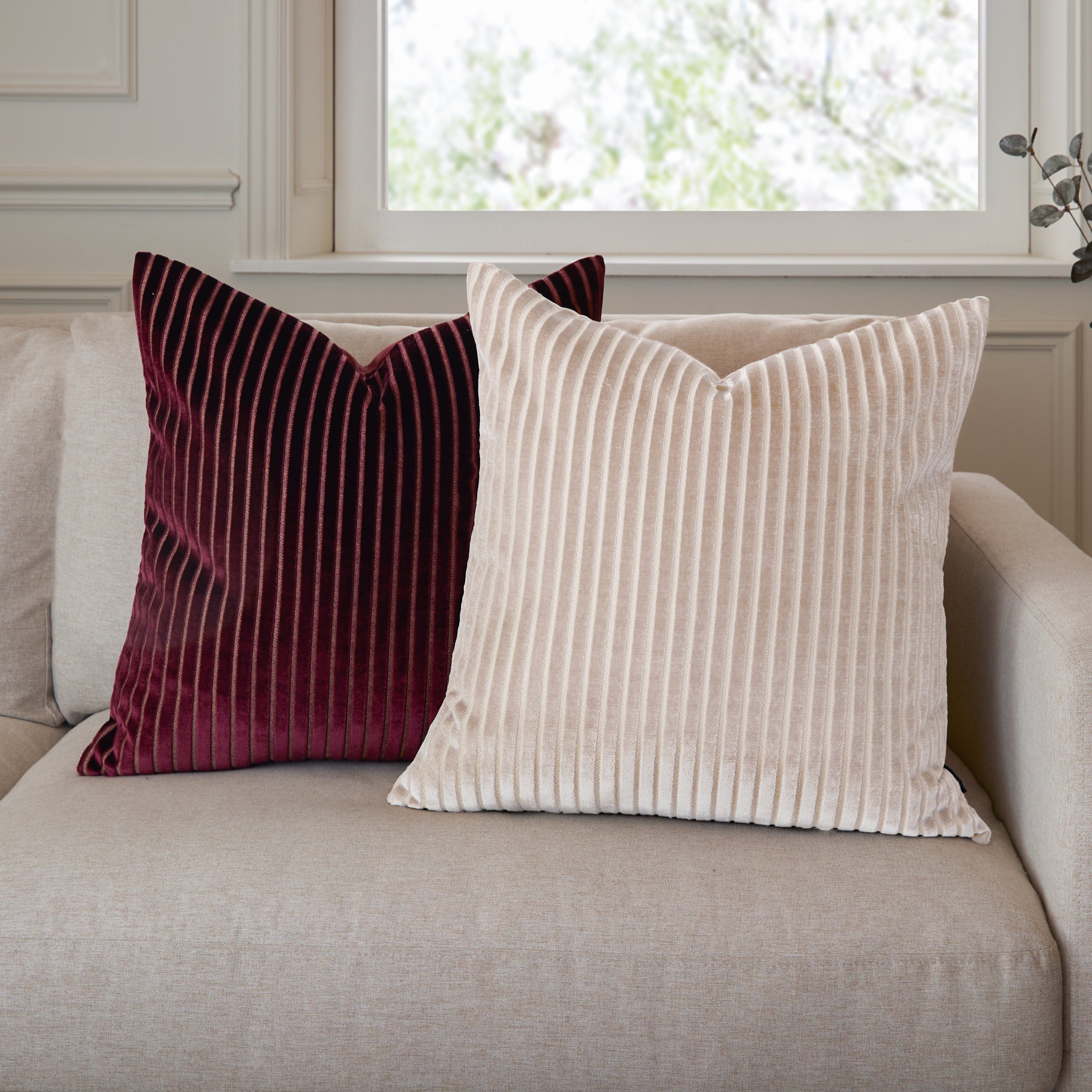 Savoy Stripe Velvet Cushion