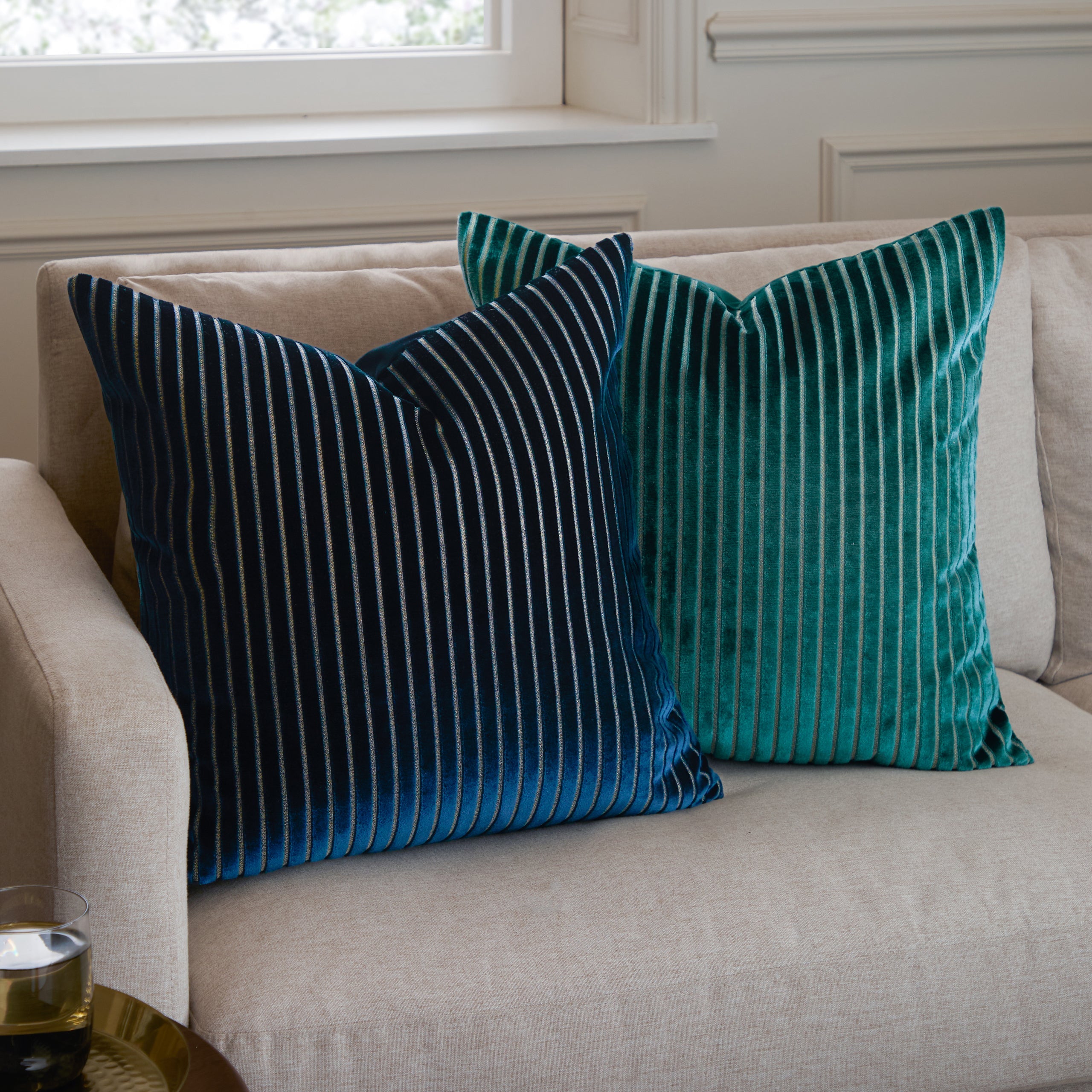 Savoy Stripe Velvet Cushion