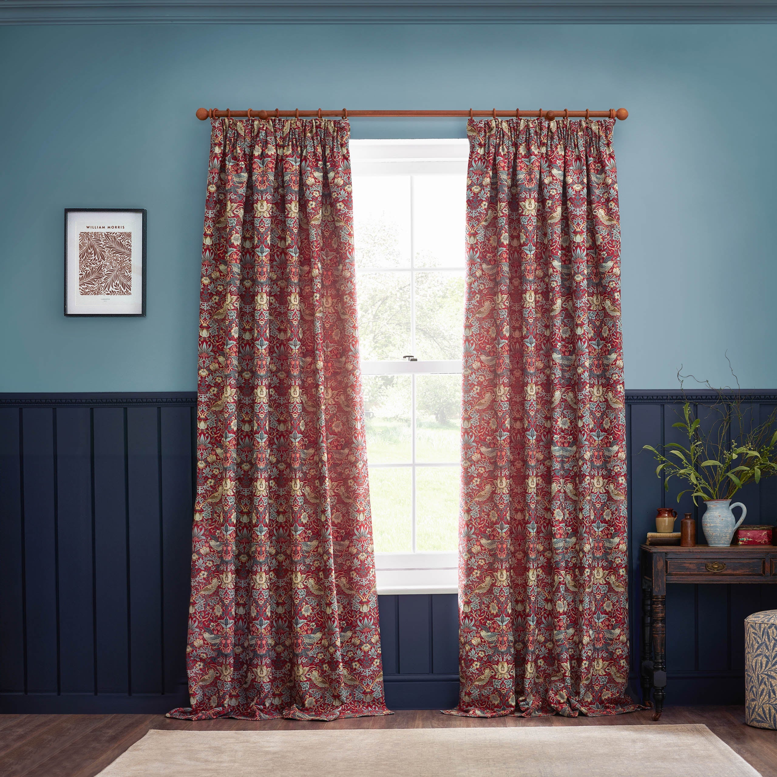 Straw Thief Jacquard Floral Pencil Pleat Curtains