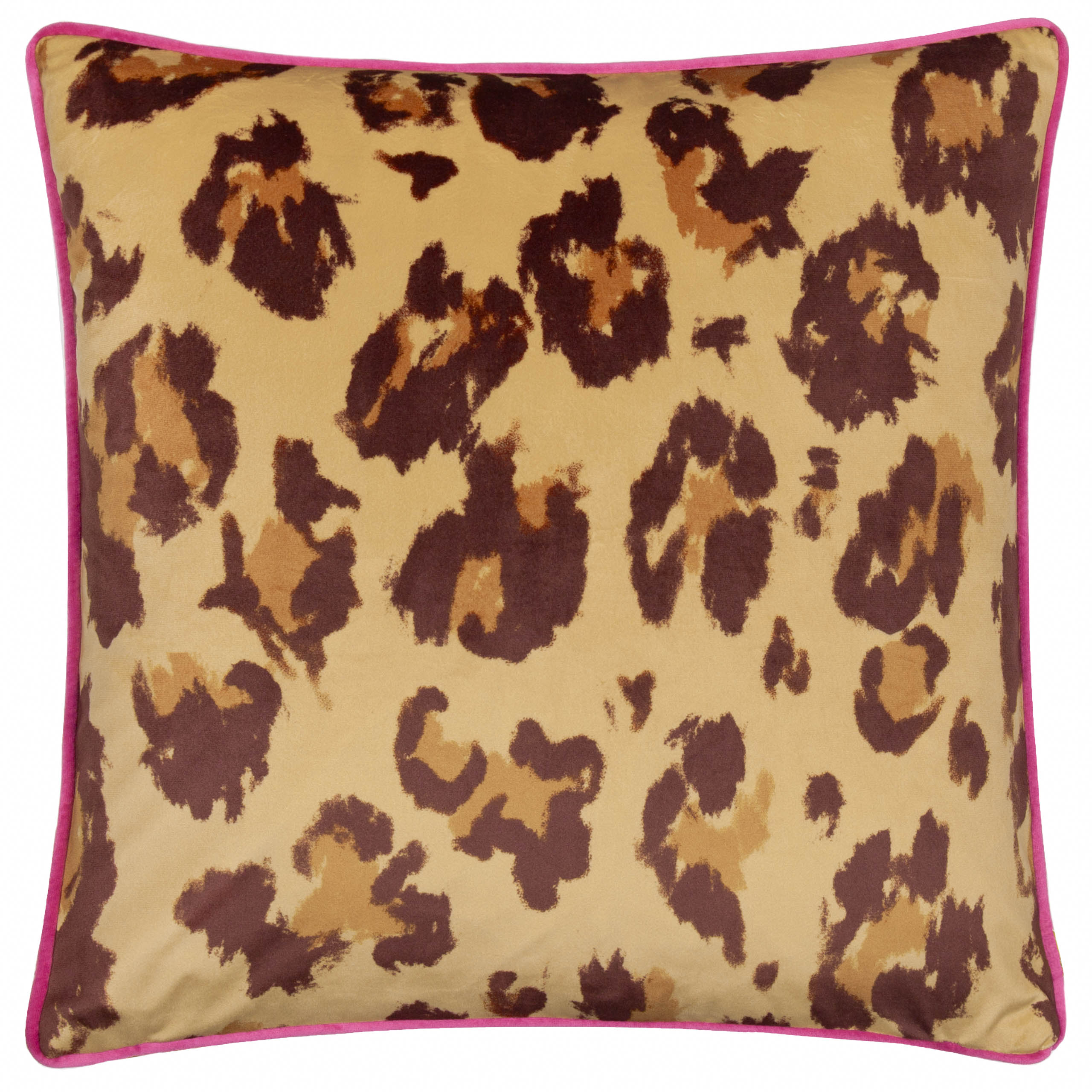 True Leopard Piped Velvet Cushion Multi