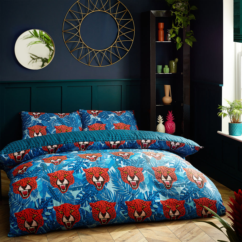 Untamed Cheetah Botanical Duvet Cover Set