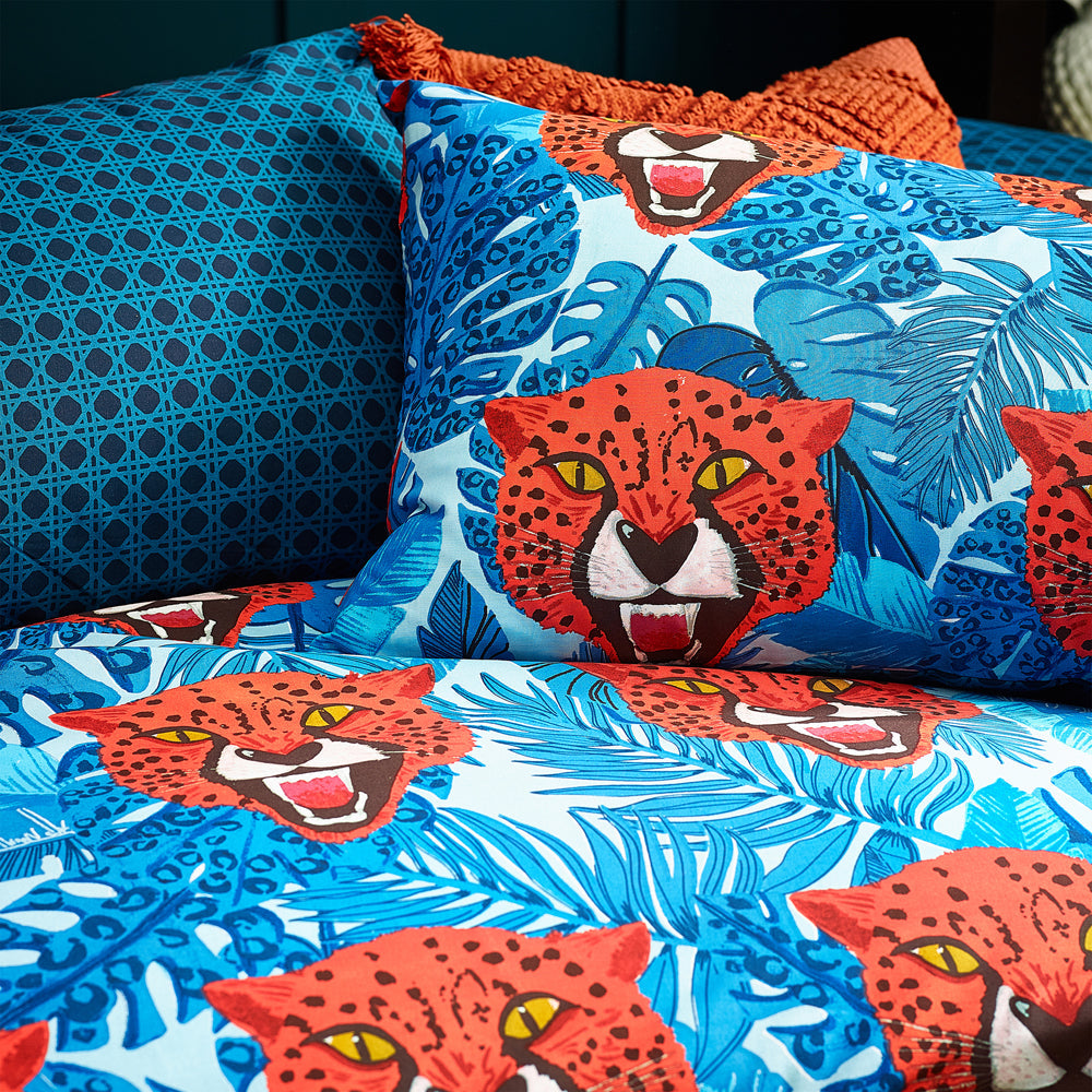 Untamed Cheetah Botanical Duvet Cover Set