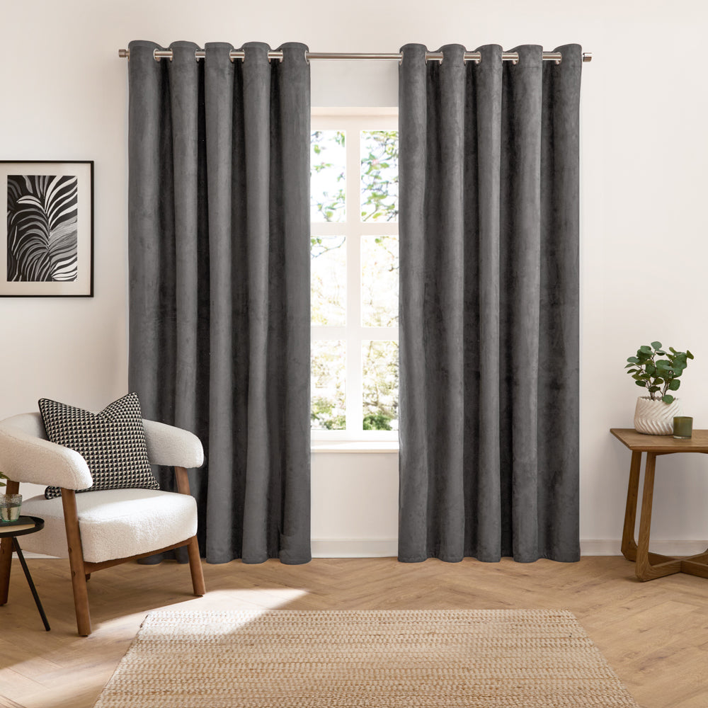 Verso Reversible Suede-look Blackout Eyelet Curtains
