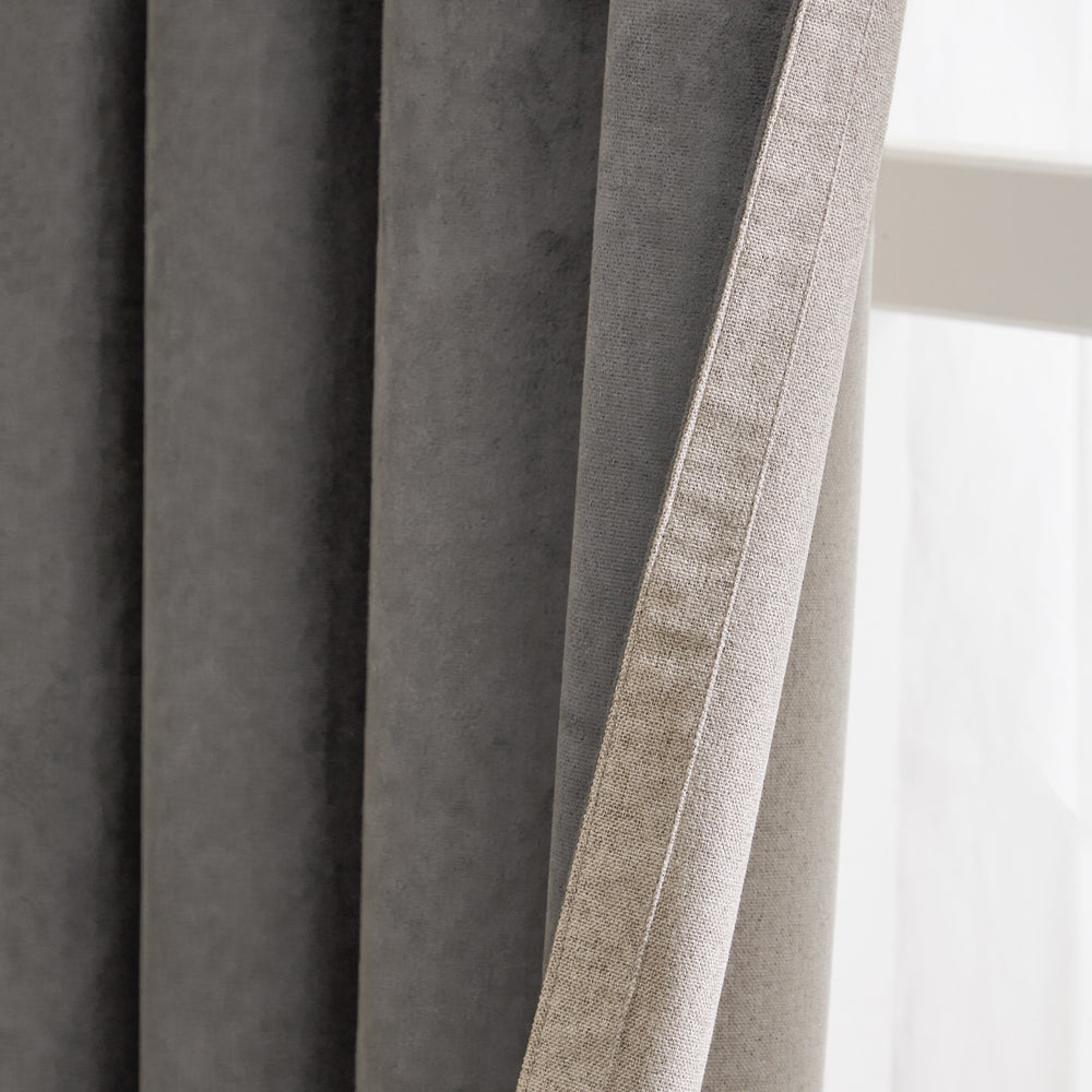 Verso Reversible Suede-look Blackout Eyelet Curtains