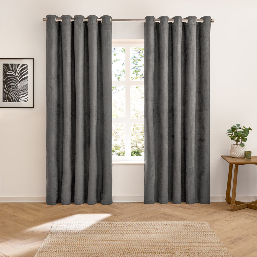 Verso Reversible Suede-look Blackout Eyelet Curtains