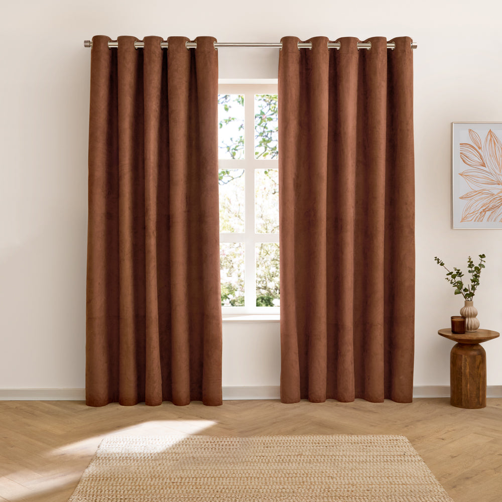 Verso Reversible Suede-look Blackout Eyelet Curtains