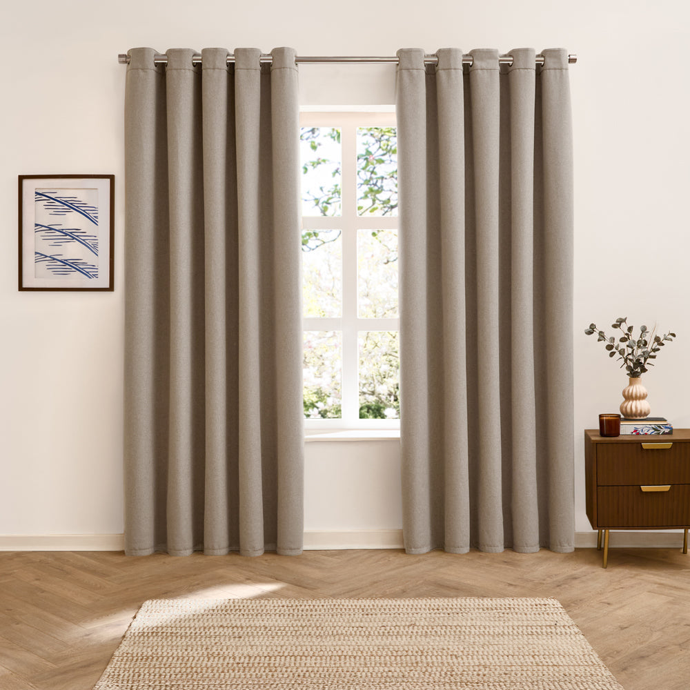 Verso Reversible Suede-look Blackout Eyelet Curtains