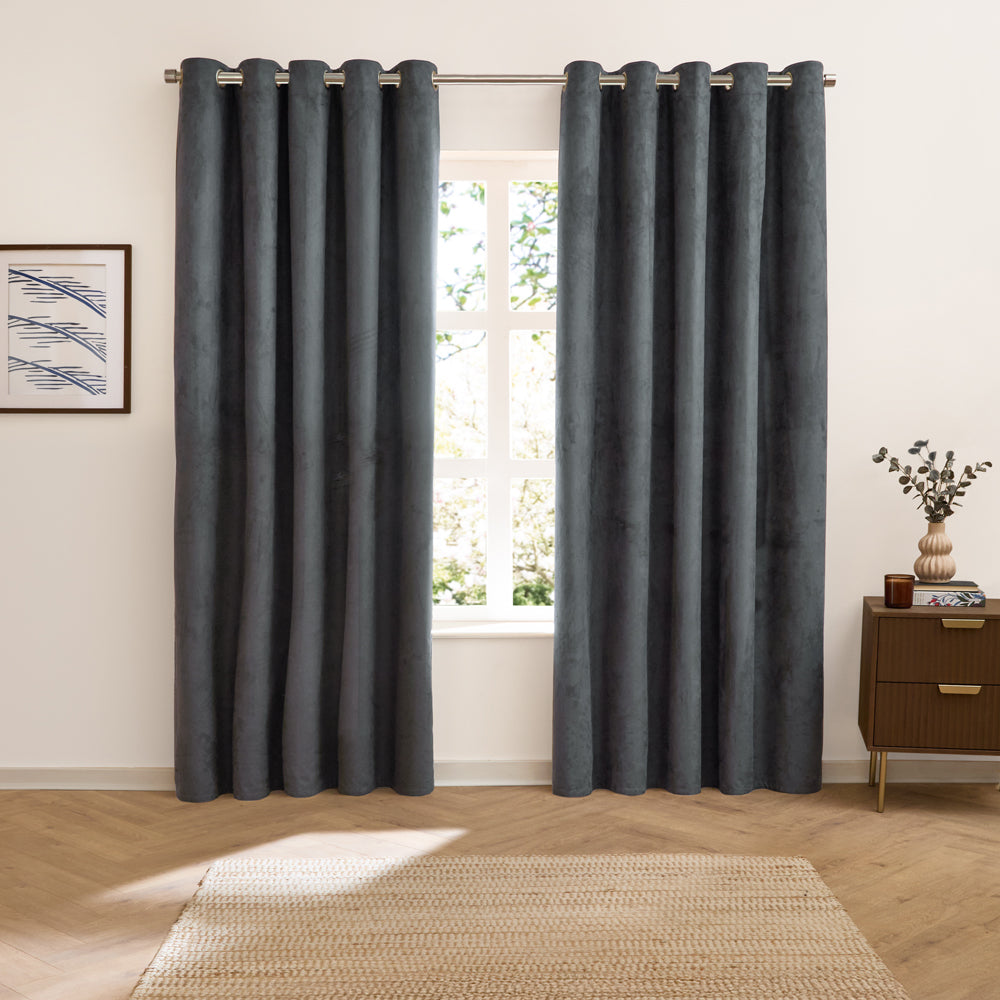 Verso Reversible Suede-look Blackout Eyelet Curtains