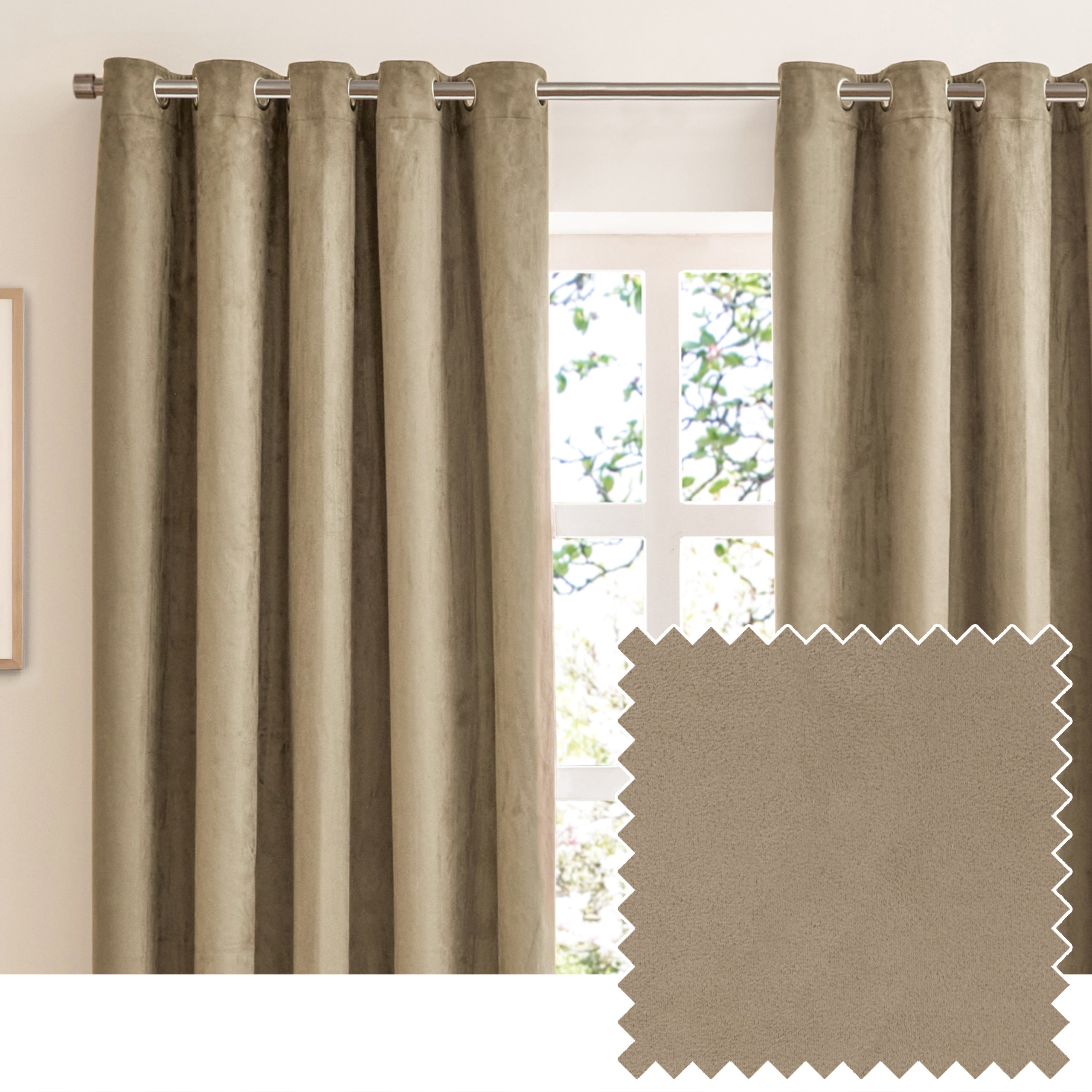 Verso Reversible Suede-look Blackout Eyelet Curtains
