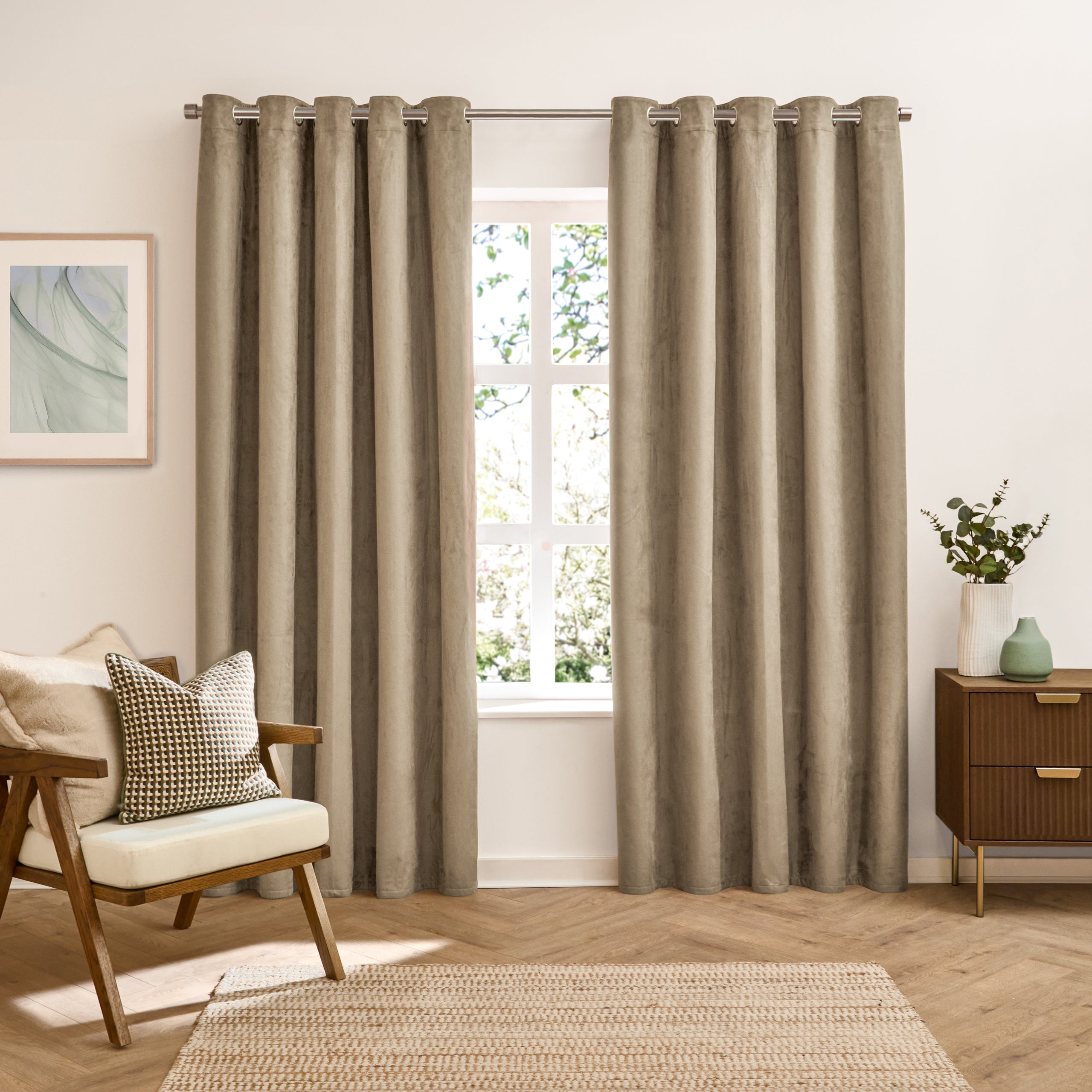 Verso Reversible Suede-look Blackout Eyelet Curtains