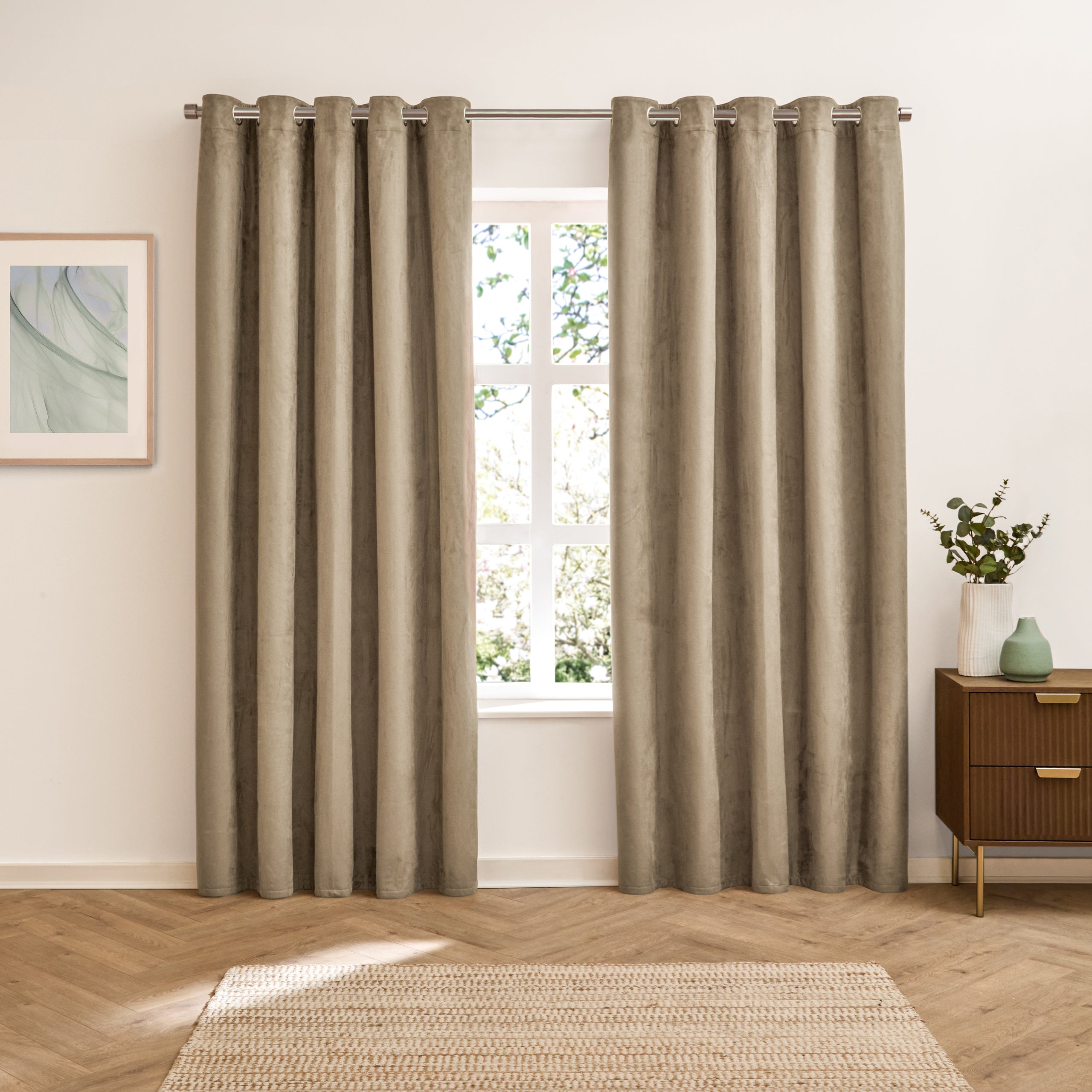 Verso Reversible Suede-look Blackout Eyelet Curtains
