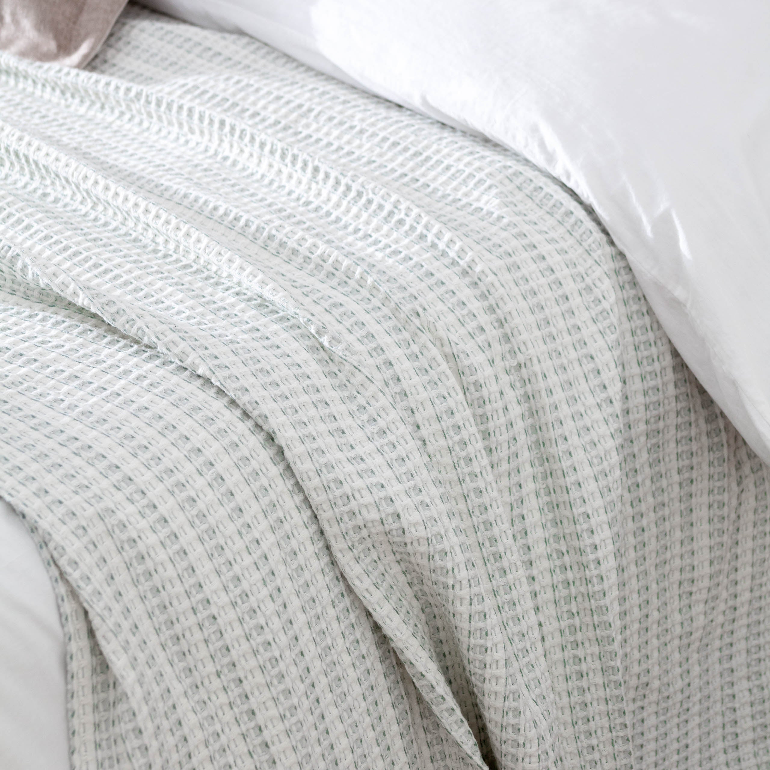 Waffle Textured 100% Cotton Bedspread