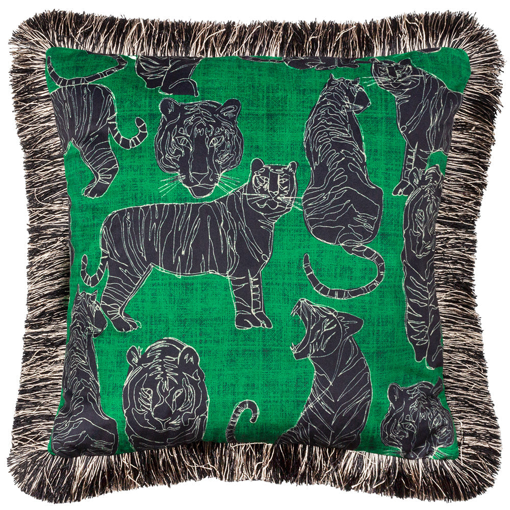 Wildcat Velvet Fringed Cushion