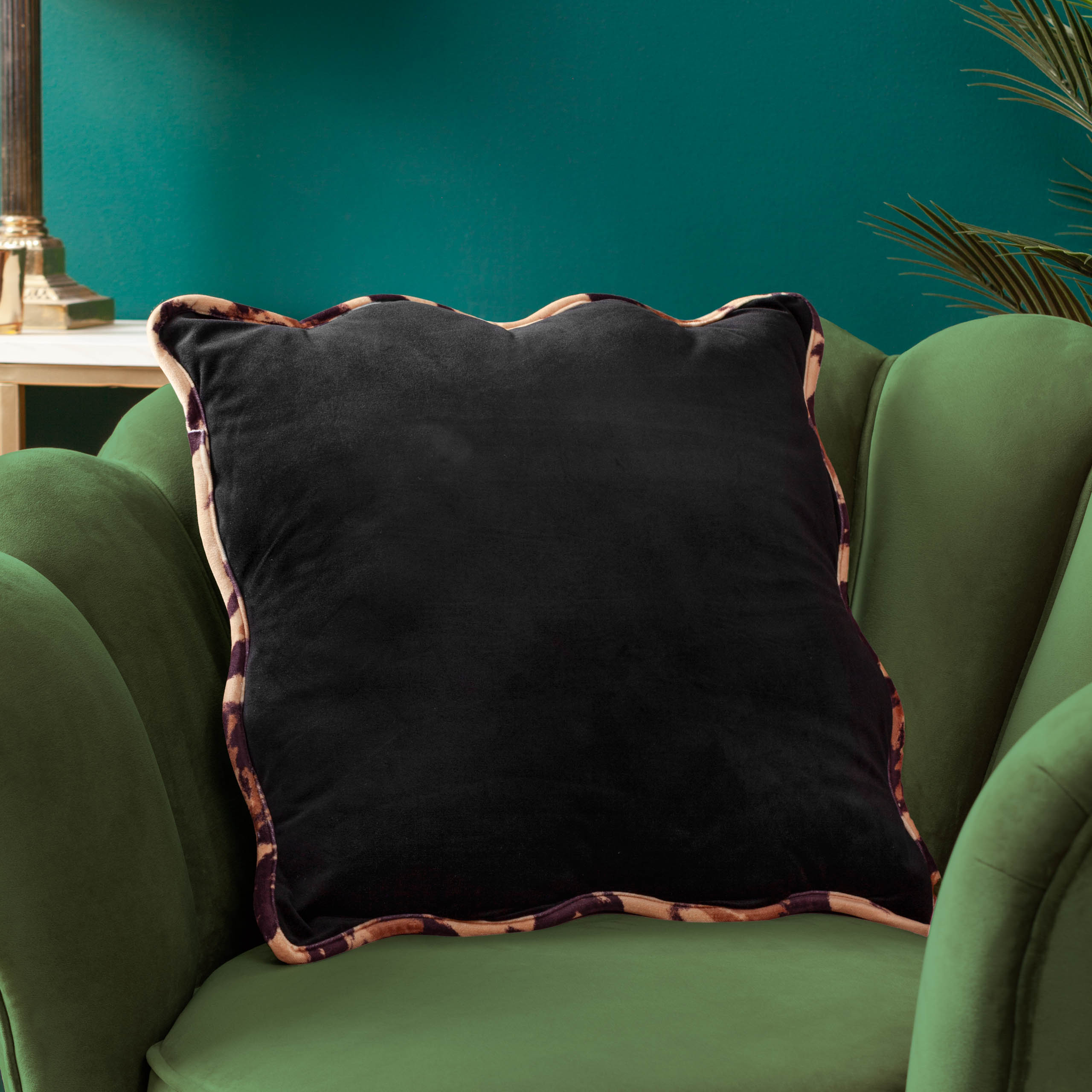 Wiggle Leopard Piped Velvet Cushion