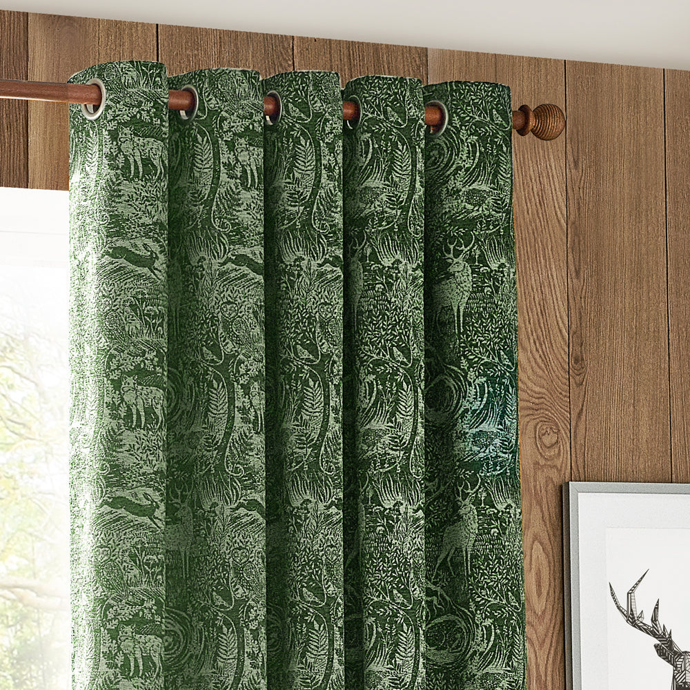 Winter Woods Animal Chenille Eyelet Curtains