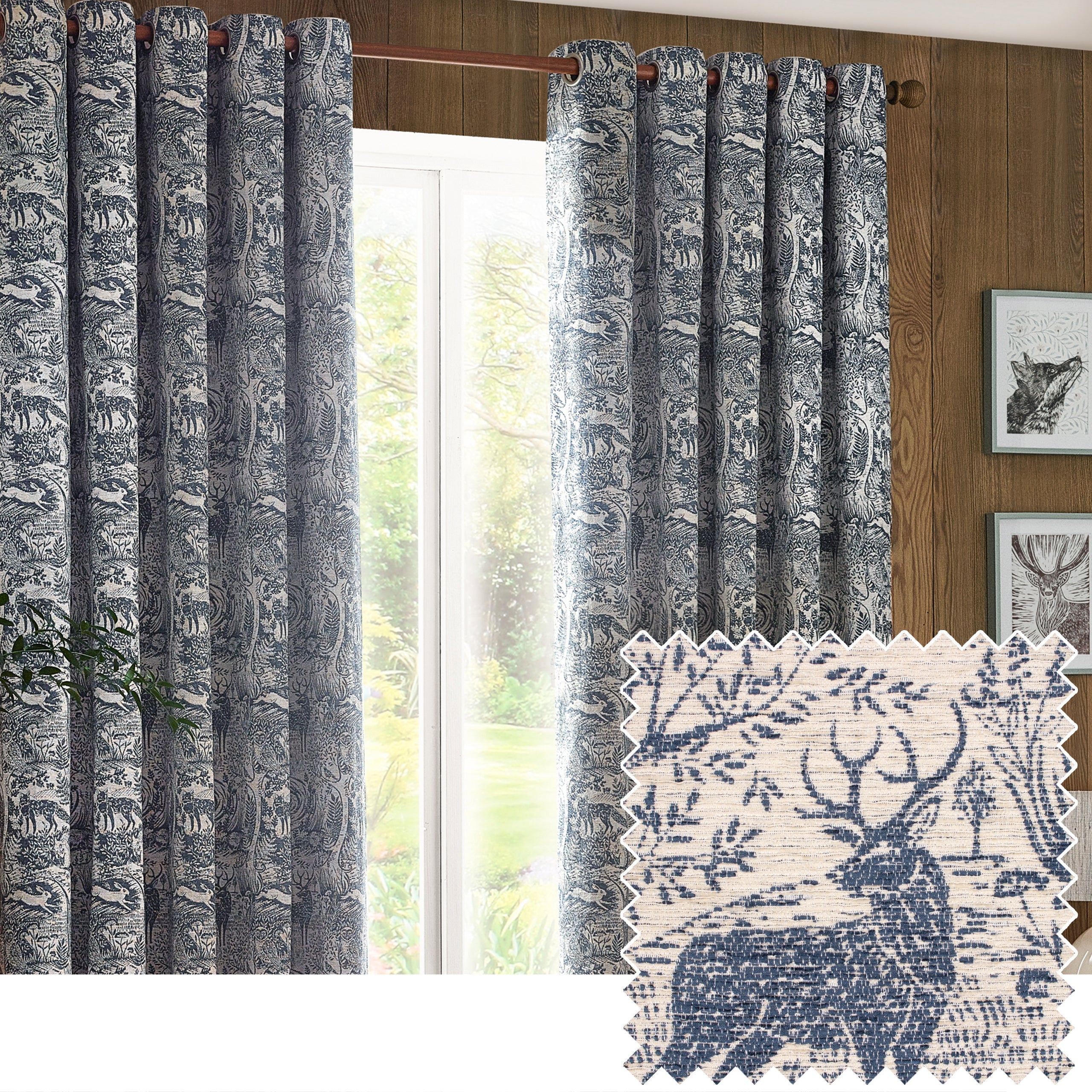 Winter Woods Animal Chenille Eyelet Curtains